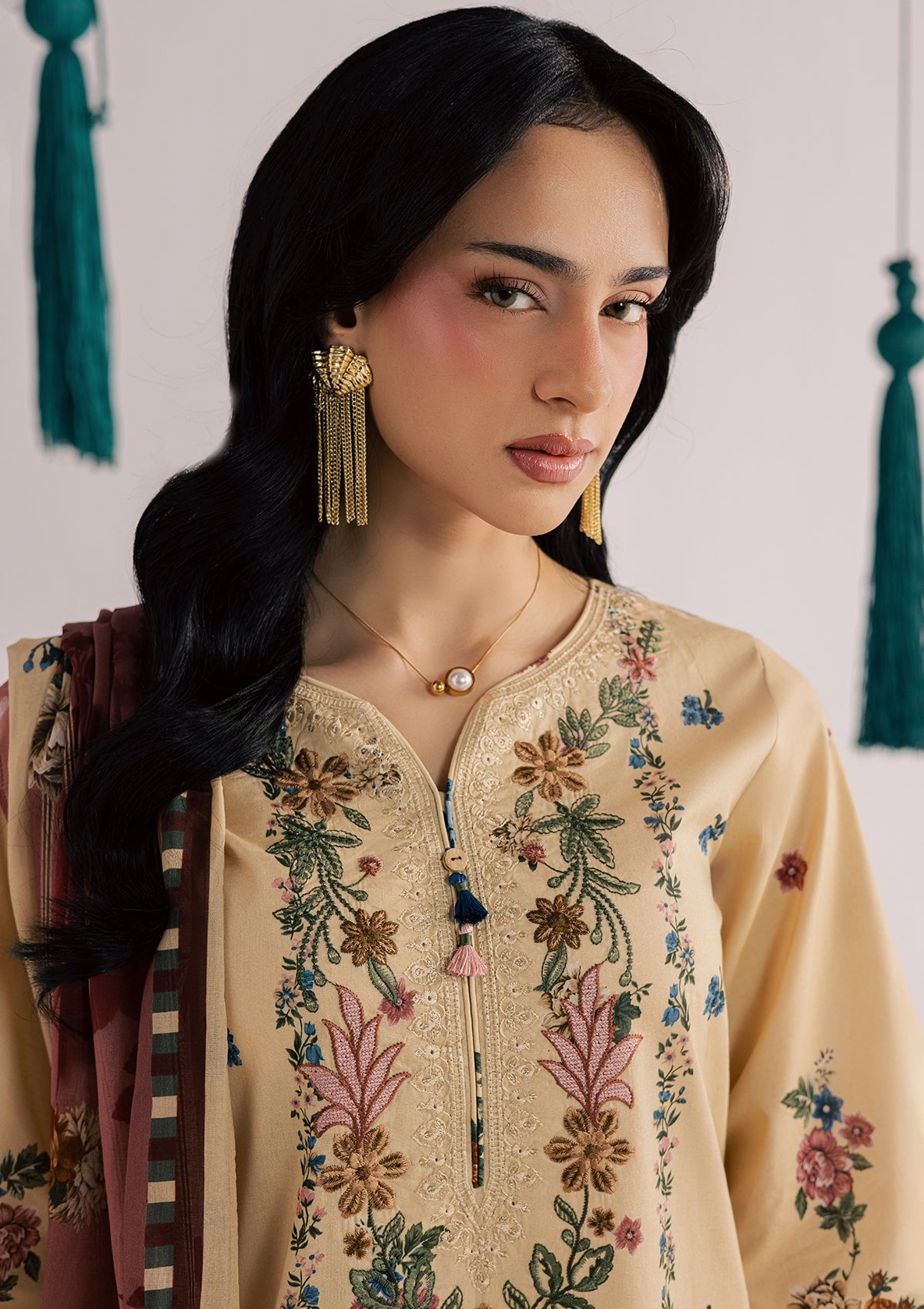 PRINTED EMBROIDERED LAWN BT006860-KHK