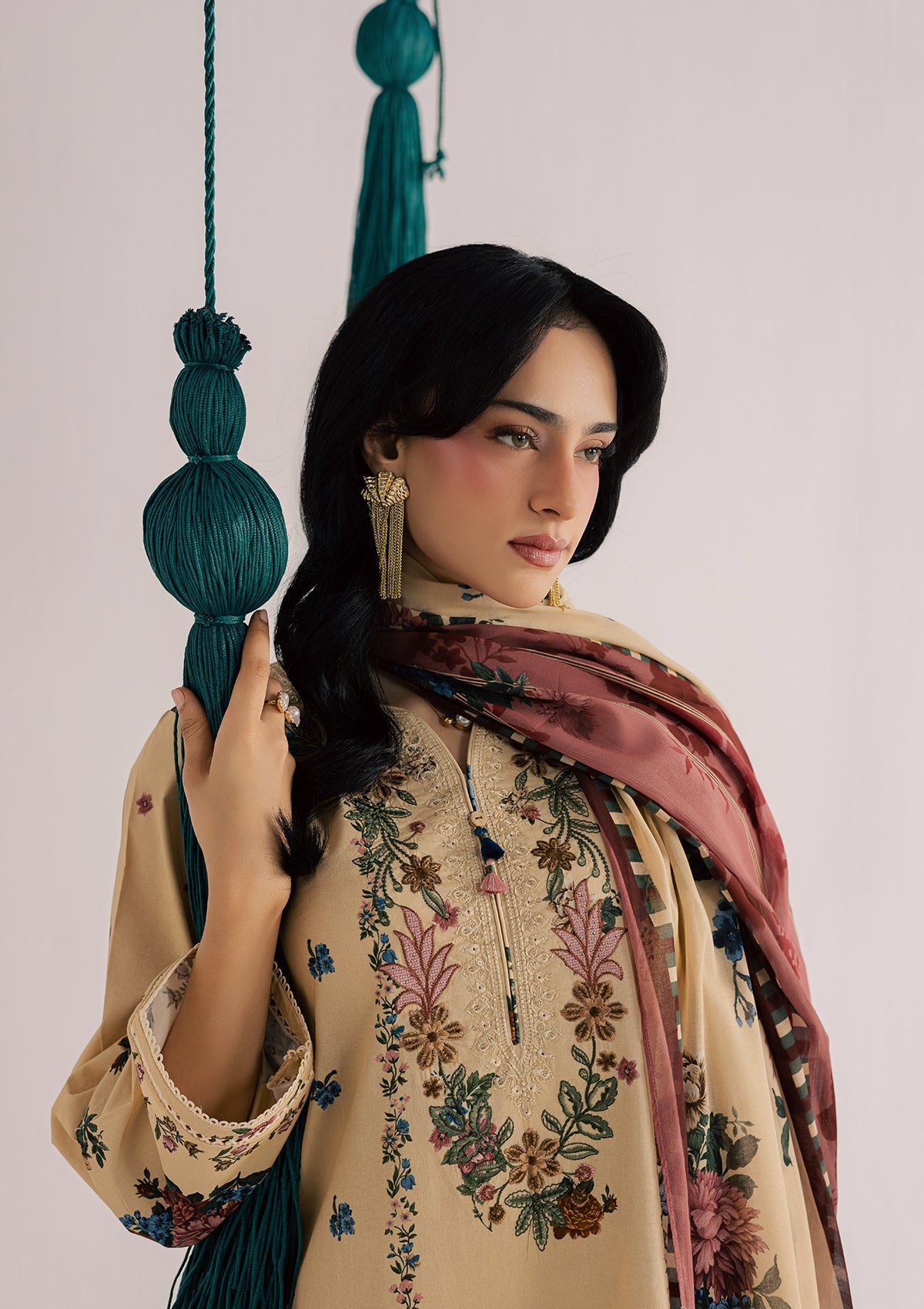 PRINTED EMBROIDERED LAWN BT006860-KHK