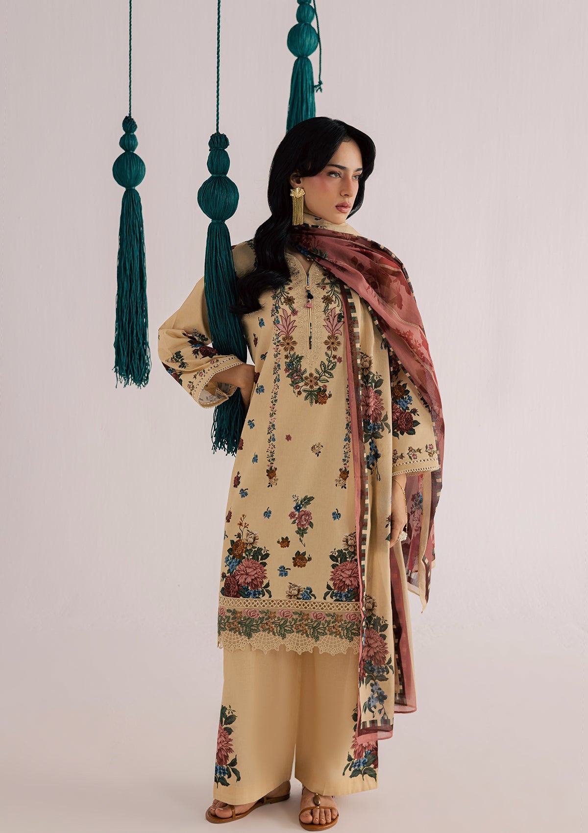 PRINTED EMBROIDERED LAWN BT006860-KHK