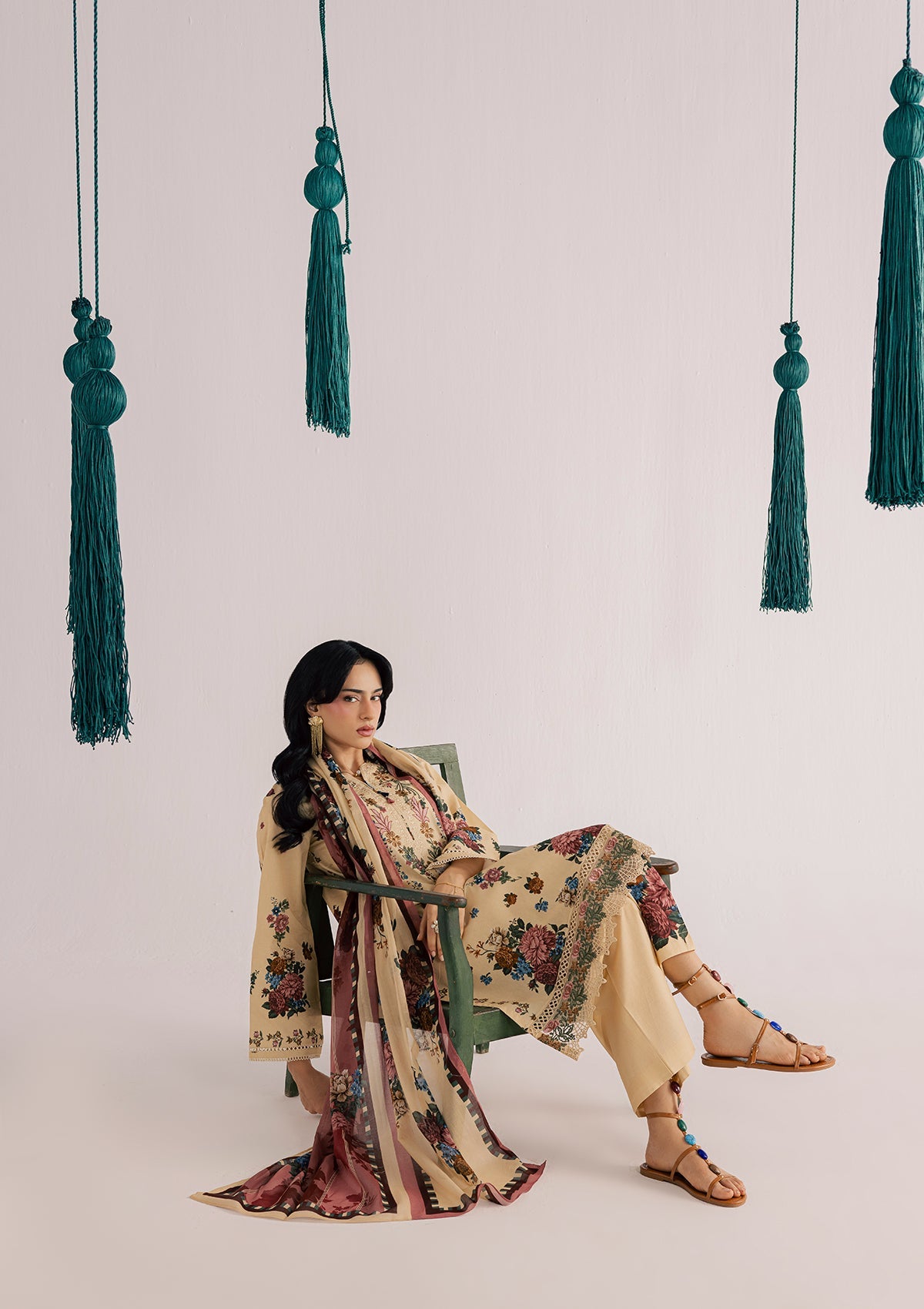 PRINTED EMBROIDERED LAWN BT006860-KHK