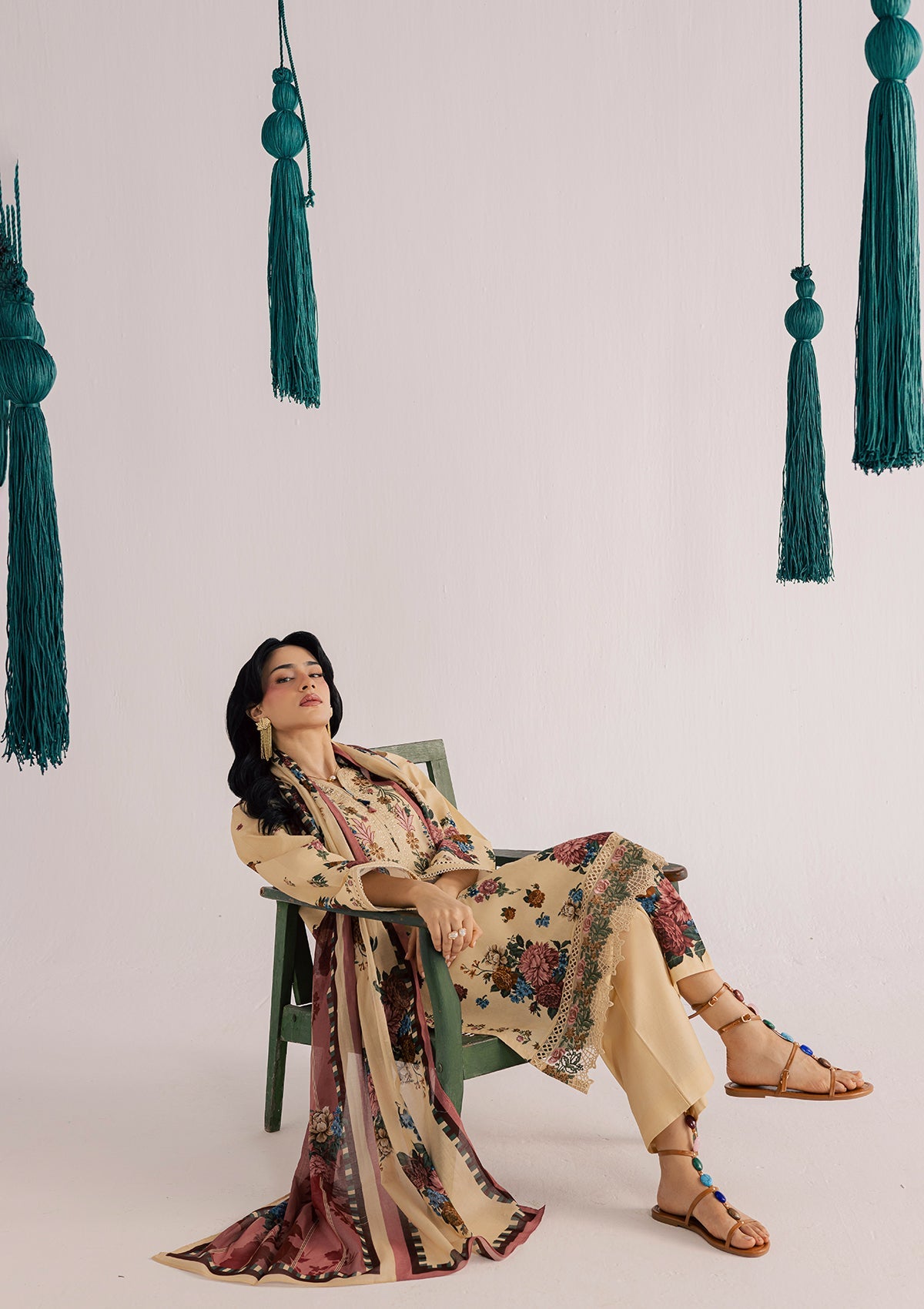 PRINTED EMBROIDERED LAWN BT006860-KHK