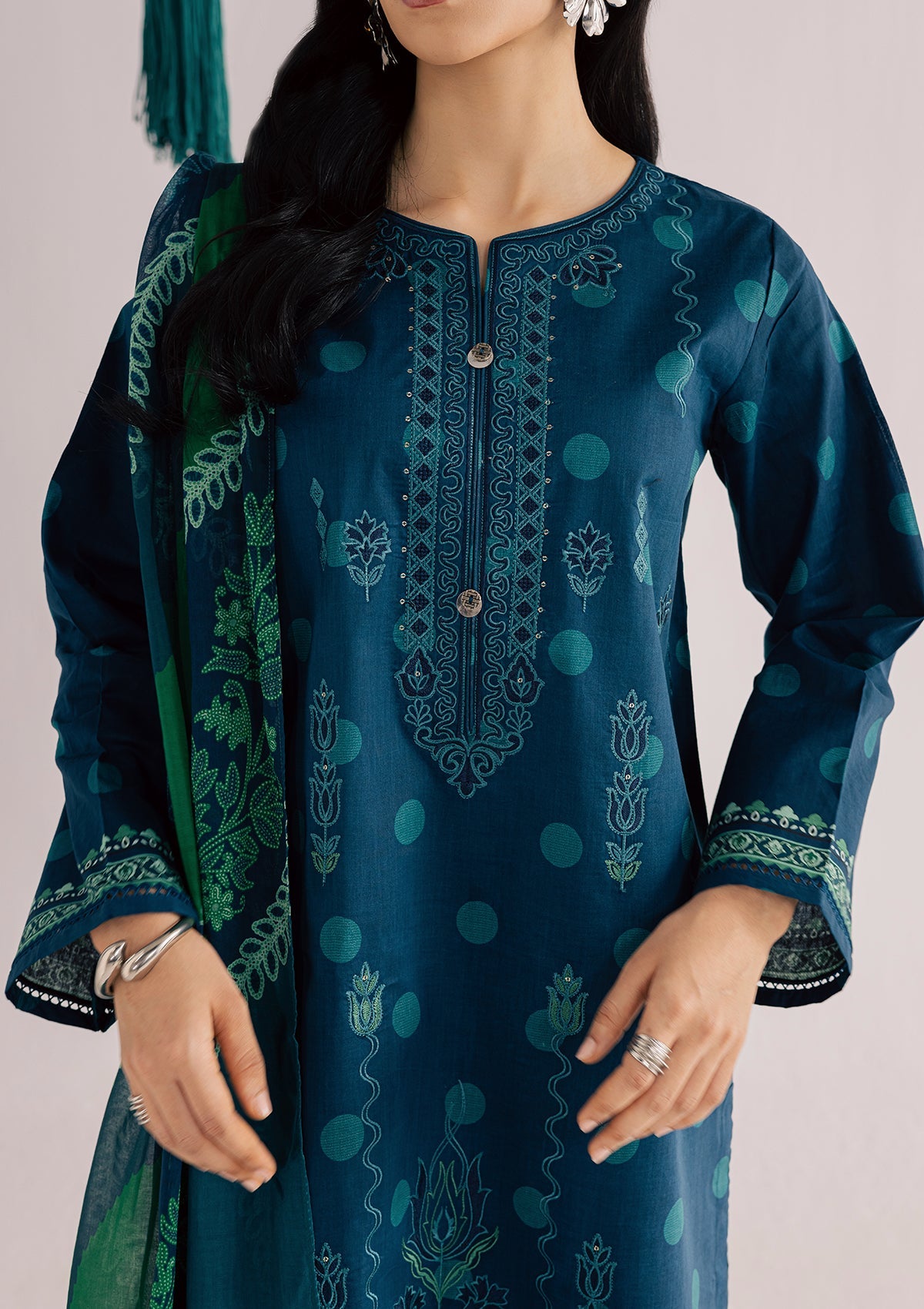 PRINTED EMBROIDERED LAWN BT006860-BGN