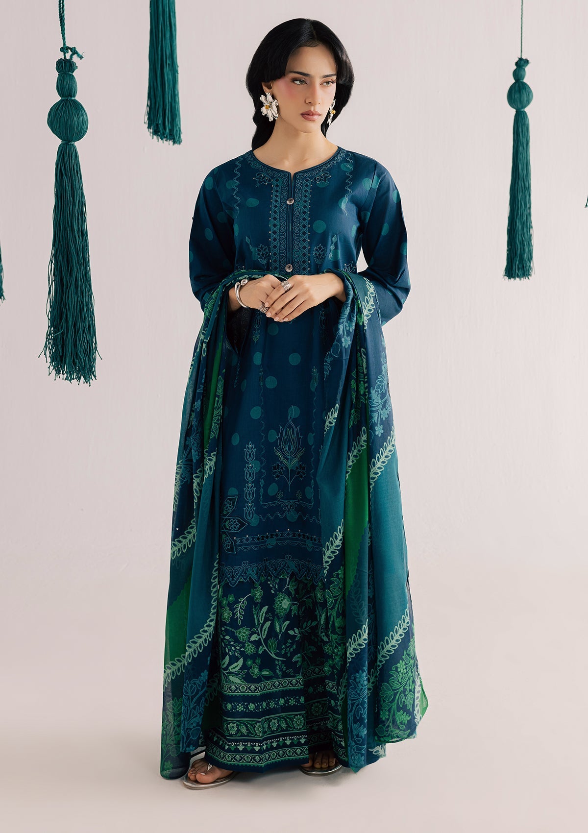 PRINTED EMBROIDERED LAWN BT006860-BGN