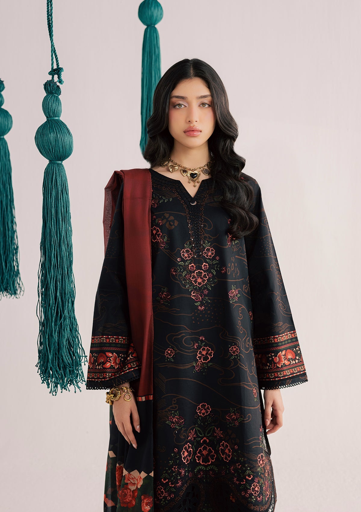 PRINTED EMBROIDERED LAWN BT006860-NBL