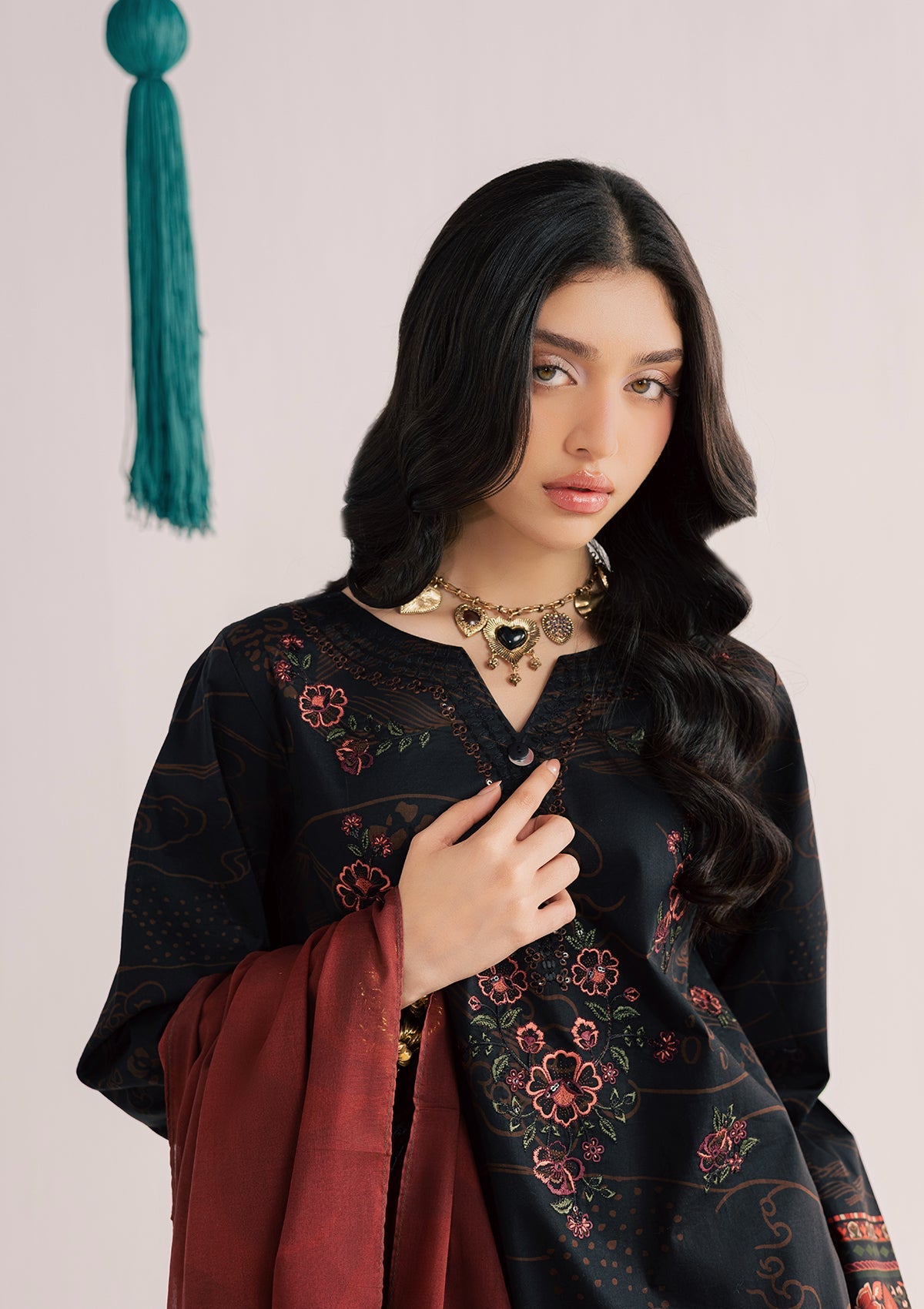 PRINTED EMBROIDERED LAWN BT006860-BKB