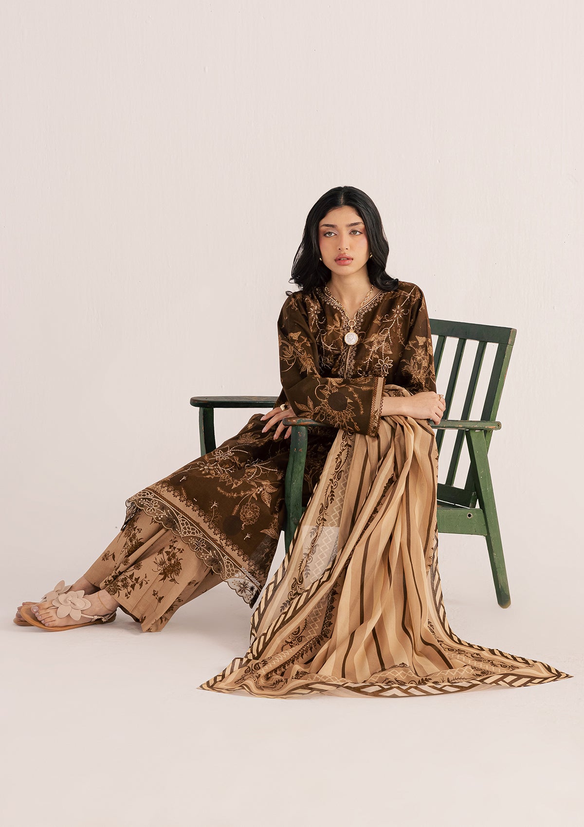 PRINTED EMBROIDERED LAWN BT006860-BRW