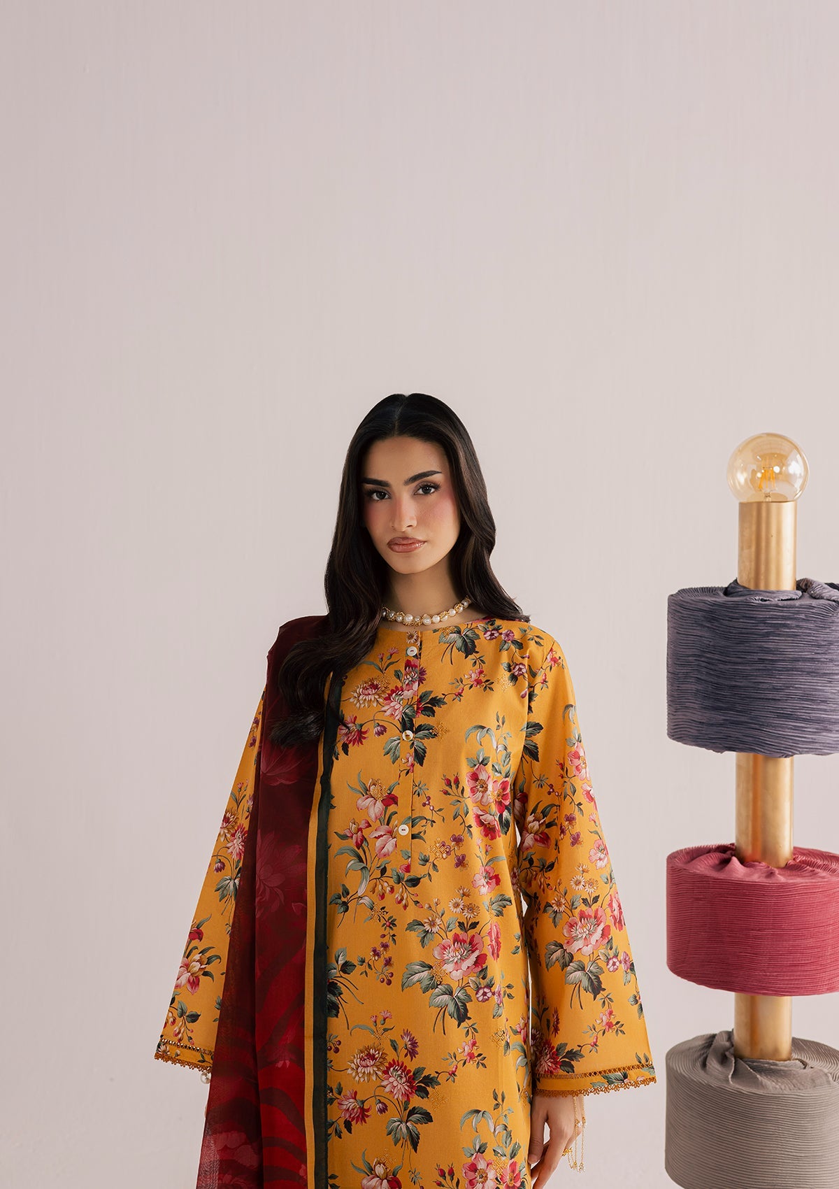 PRINTED EMBROIDERED LAWN BT006860-ORN