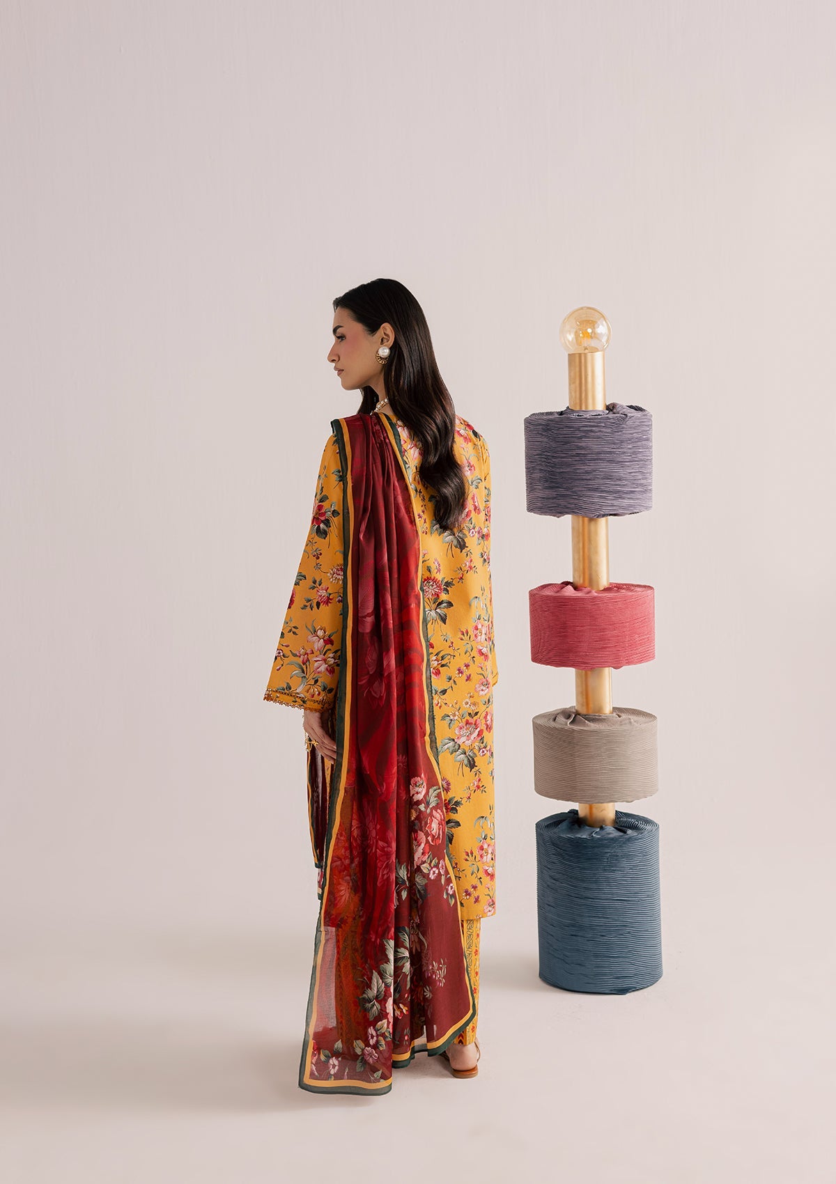 PRINTED EMBROIDERED LAWN BT006860-ORN