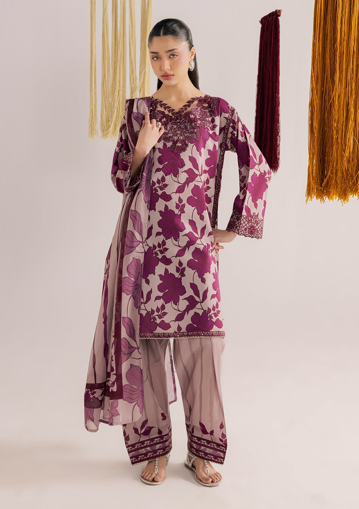 PRINTED EMBROIDERED LAWN BT006859-MGT