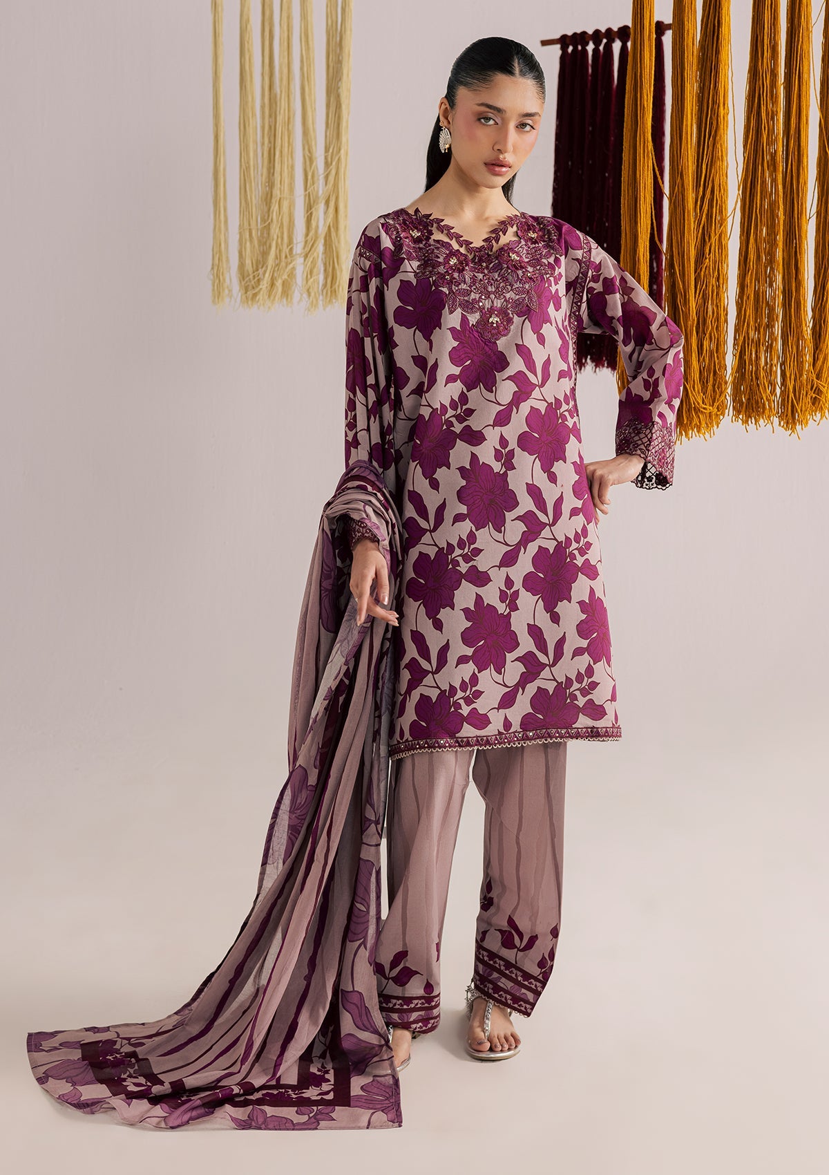 PRINTED EMBROIDERED LAWN BT006859-MGT