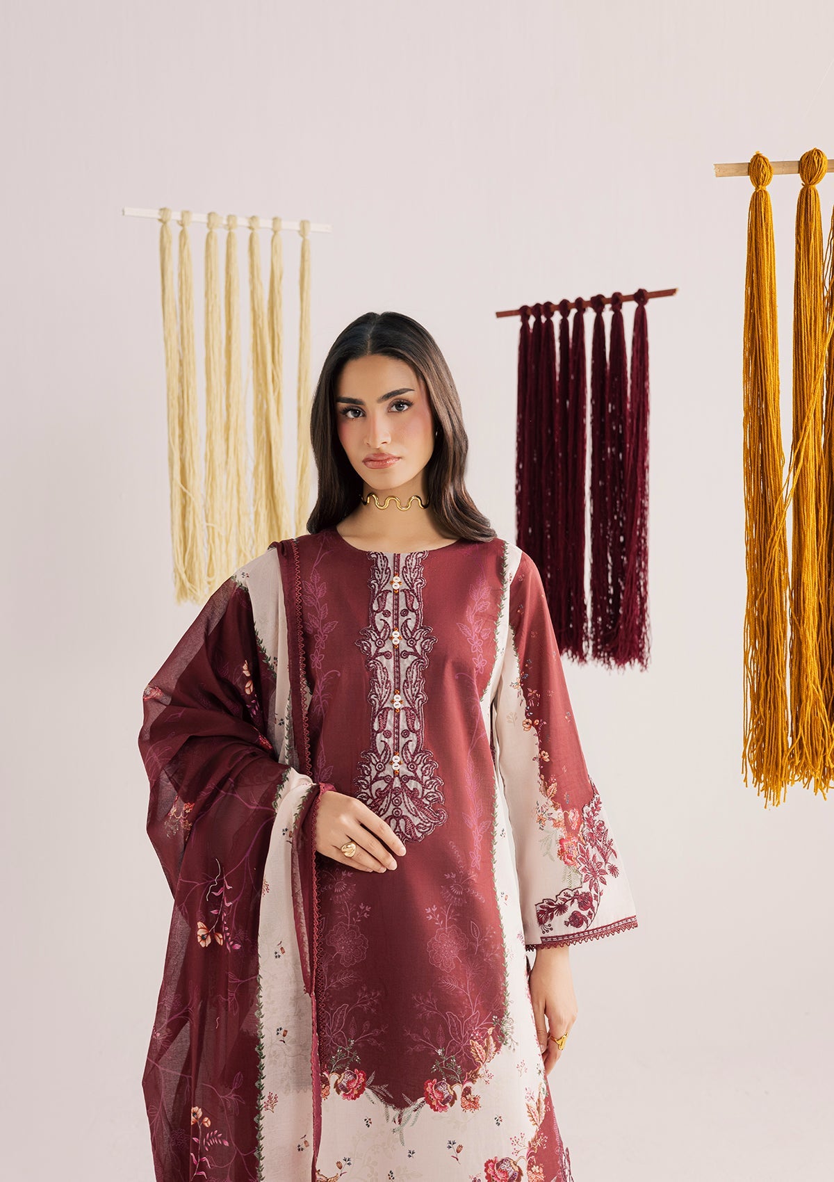 PRINTED EMBROIDERED LAWN BT006859-MRN