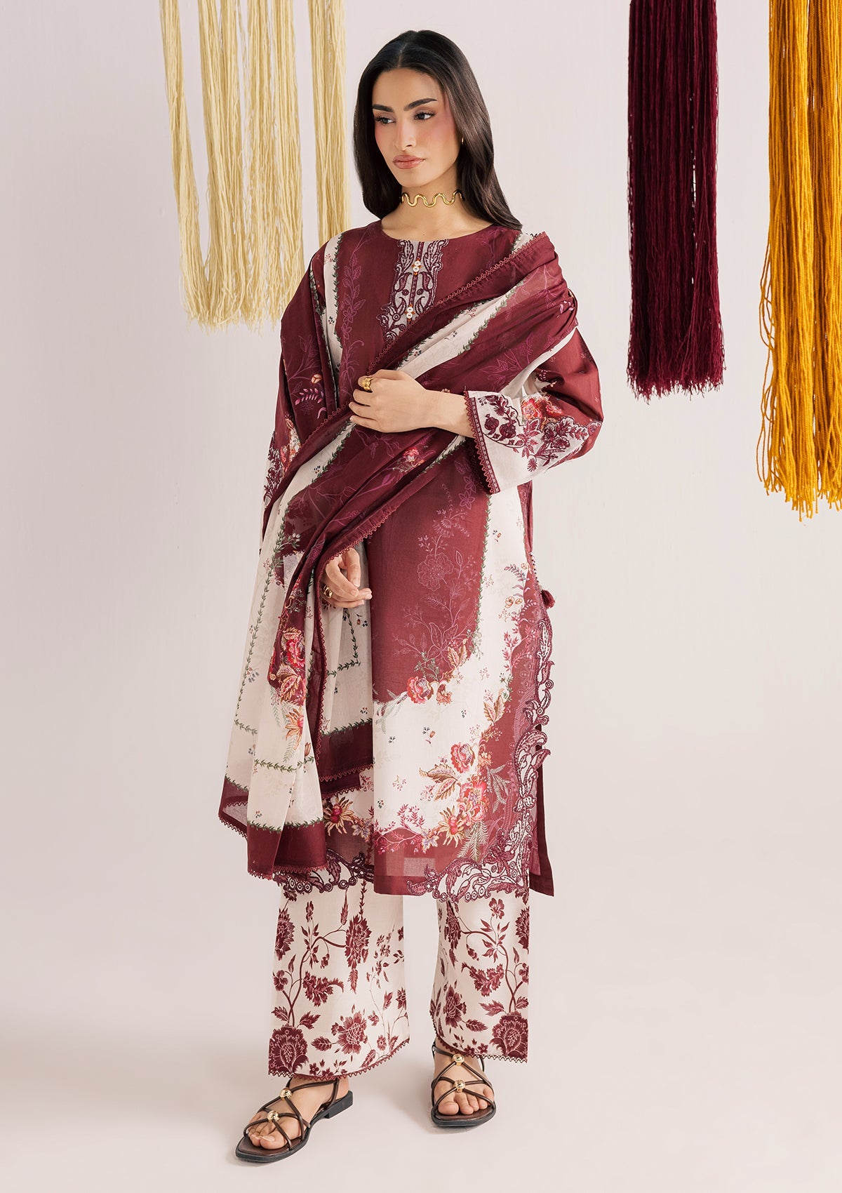 PRINTED EMBROIDERED LAWN BT006859-MRN