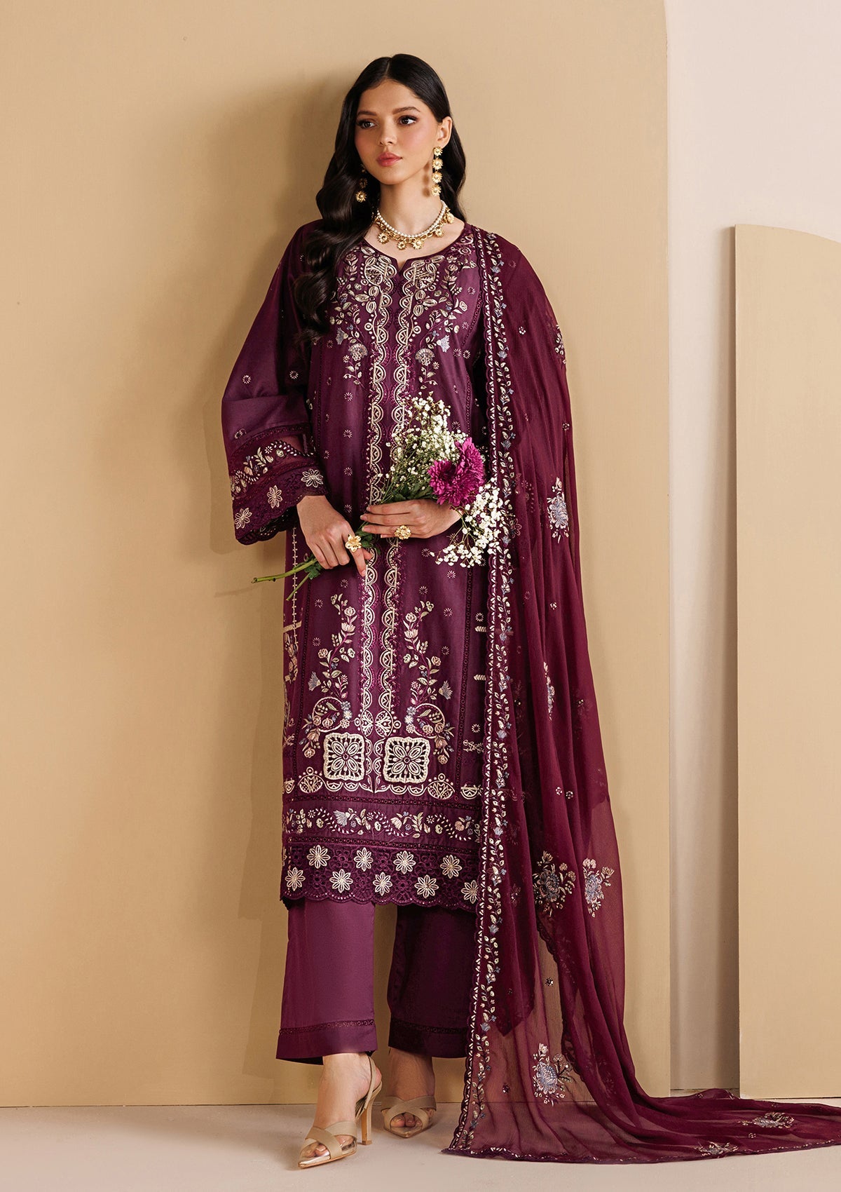 LUXURY Embroidered LAWN BT006719-MRN
