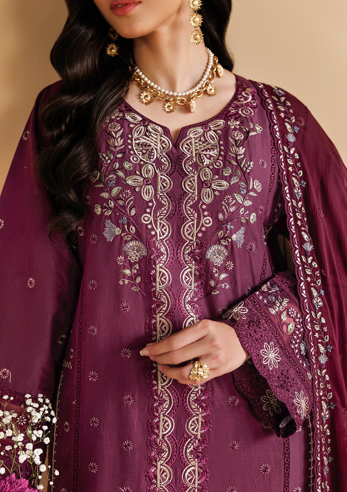 LUXURY Embroidered LAWN BT006719-MRN