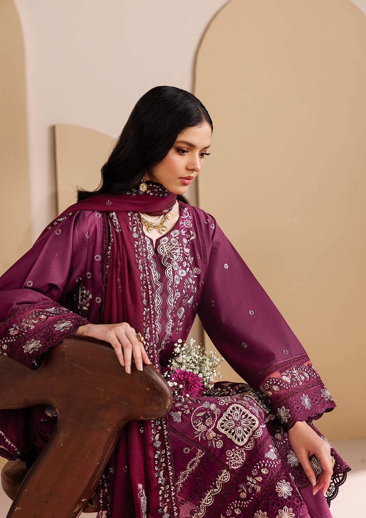 LUXURY Embroidered LAWN BT006719-MRN