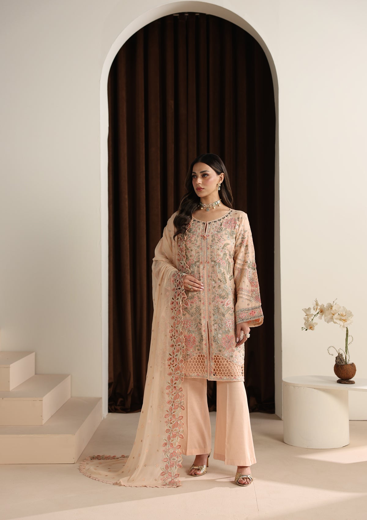 Embroidered Chiffon BT006678-PCH