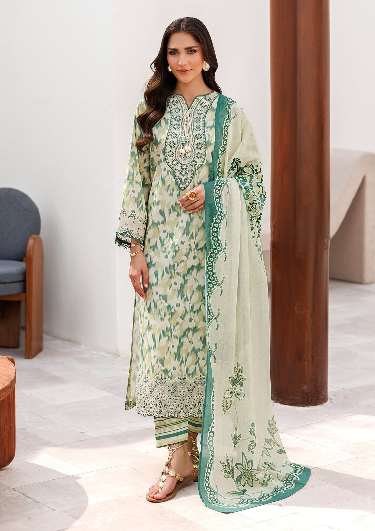 PRINTED EMB LAWN BT006810-LGR