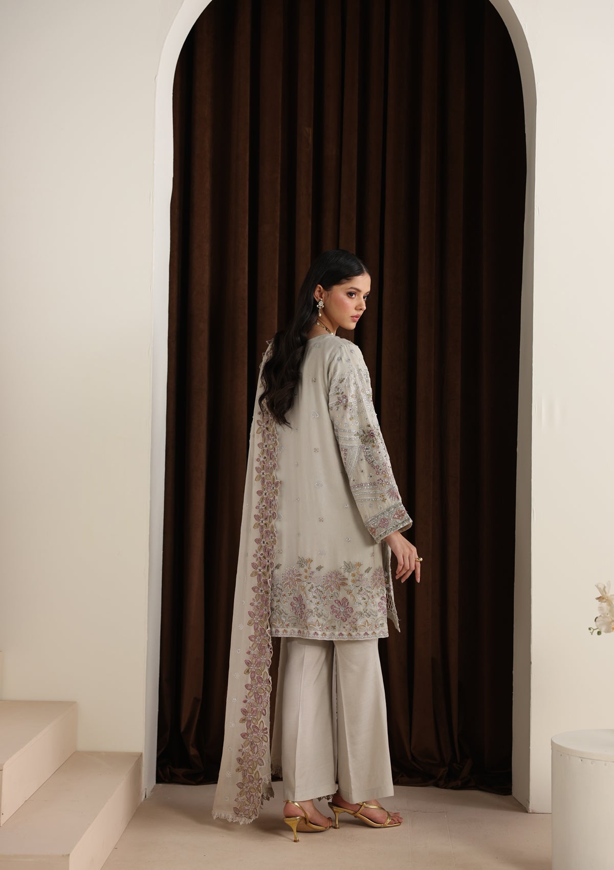 Embroidered Chiffon BT006678-GRY