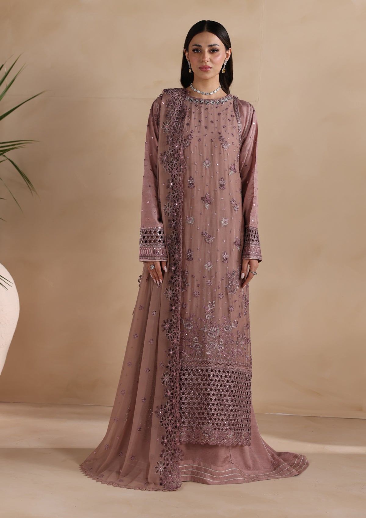 Embroidered Chiffon BT6676-PLM