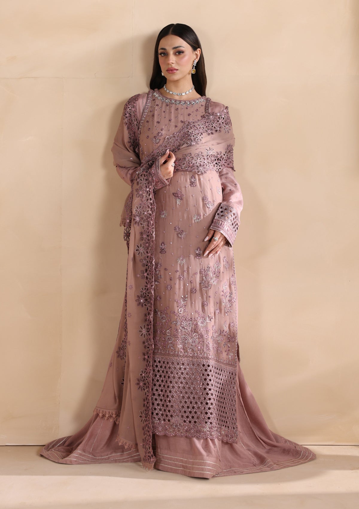 Embroidered Chiffon BT6676-PLM