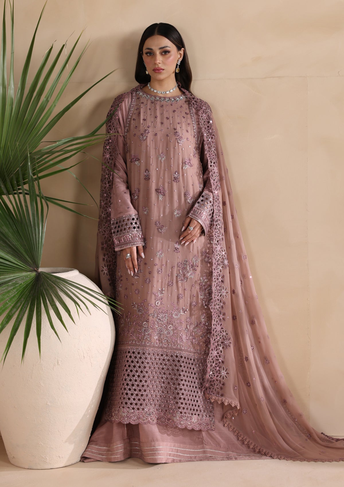 Embroidered Chiffon BT6676-PLM