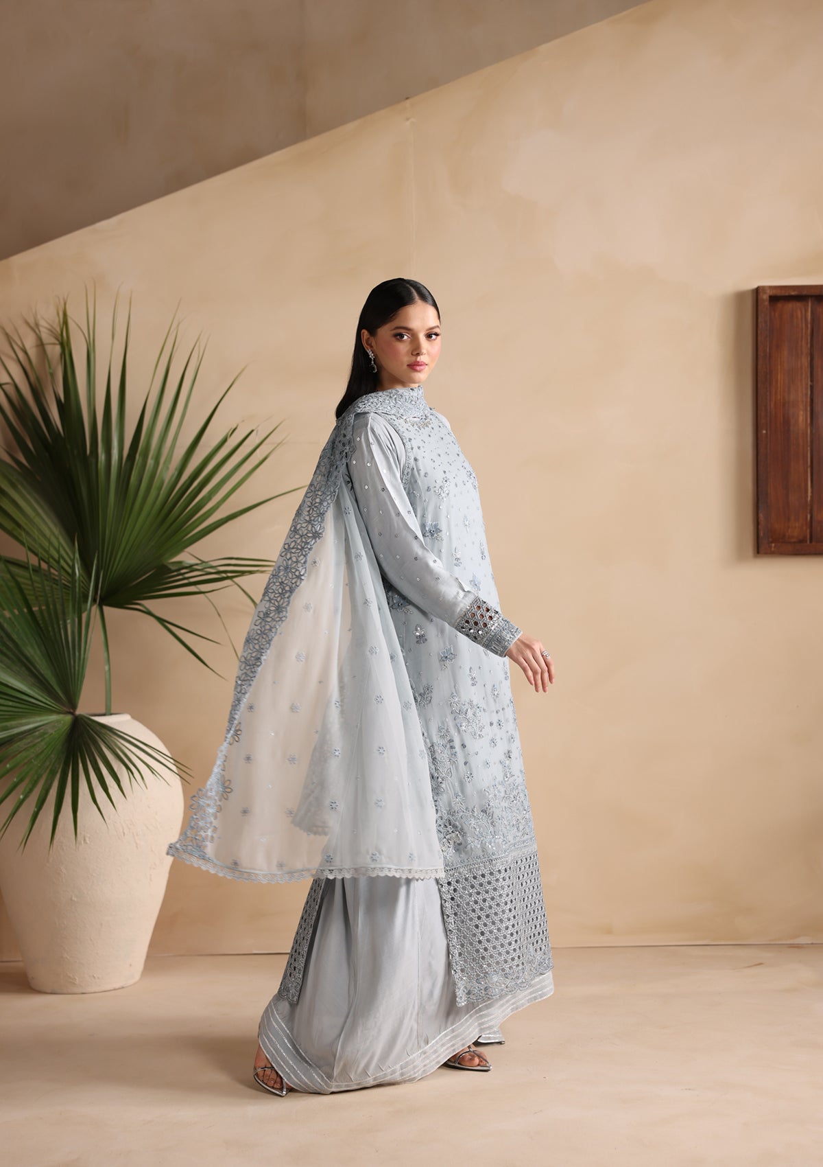 Embroidered Chiffon BT006676-L-BLU