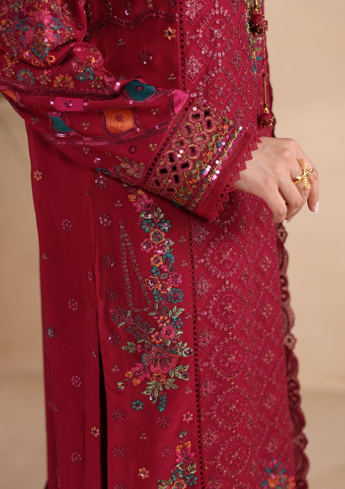 Embroidered Chiffon BT006677-MRN