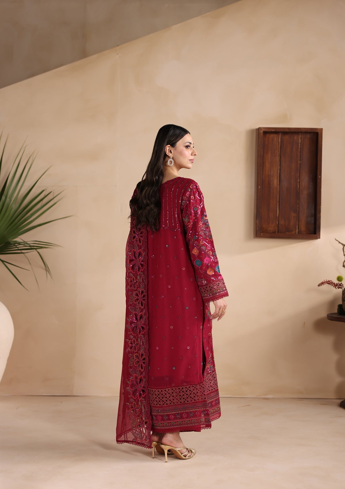 Embroidered Chiffon BT006677-MRN