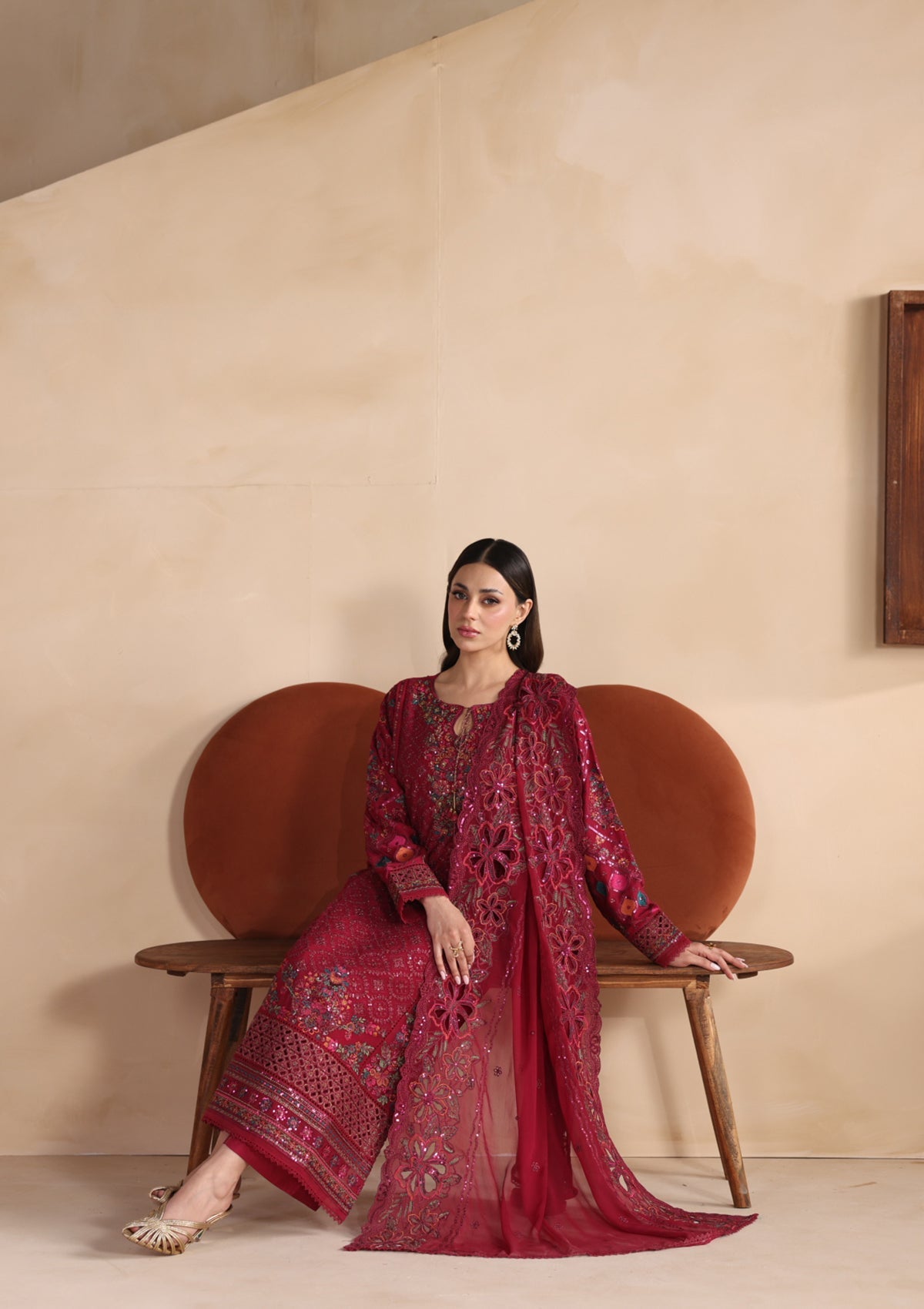 Embroidered Chiffon BT006677-MRN