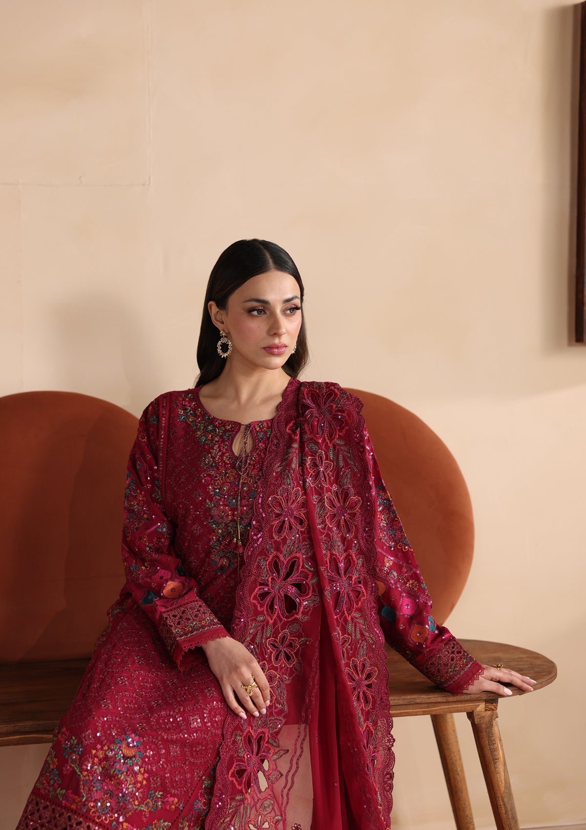 Embroidered Chiffon BT006677-MRN