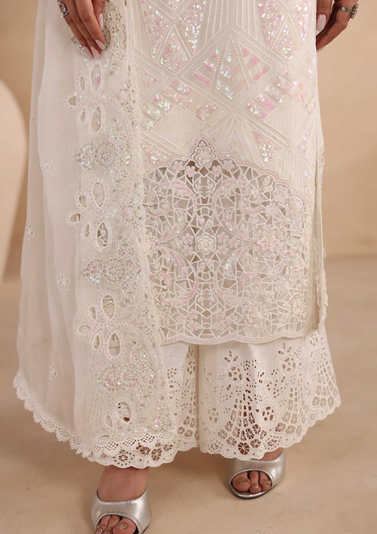 Embroidered Chiffon BT6679-WHI