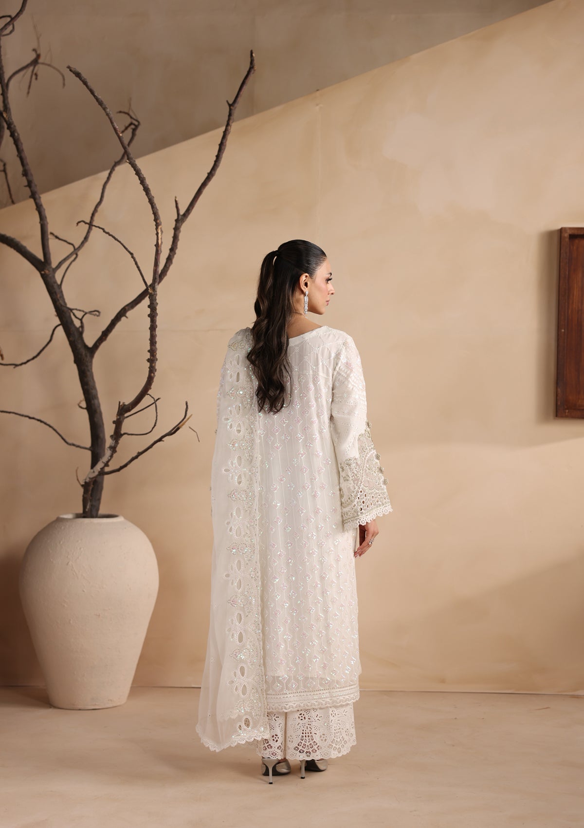 Embroidered Chiffon BT6679-WHI