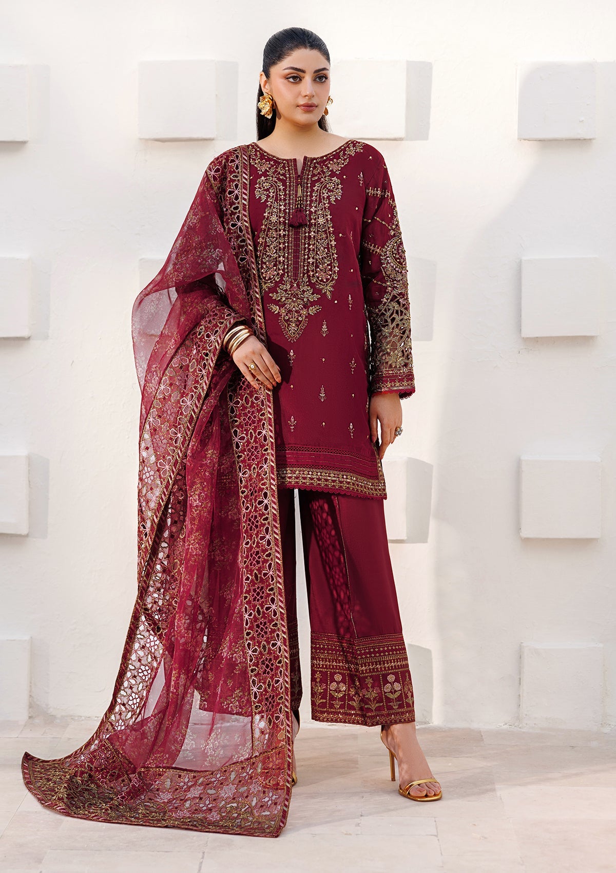 LUXURY Embroidered organza BT006824-MRN