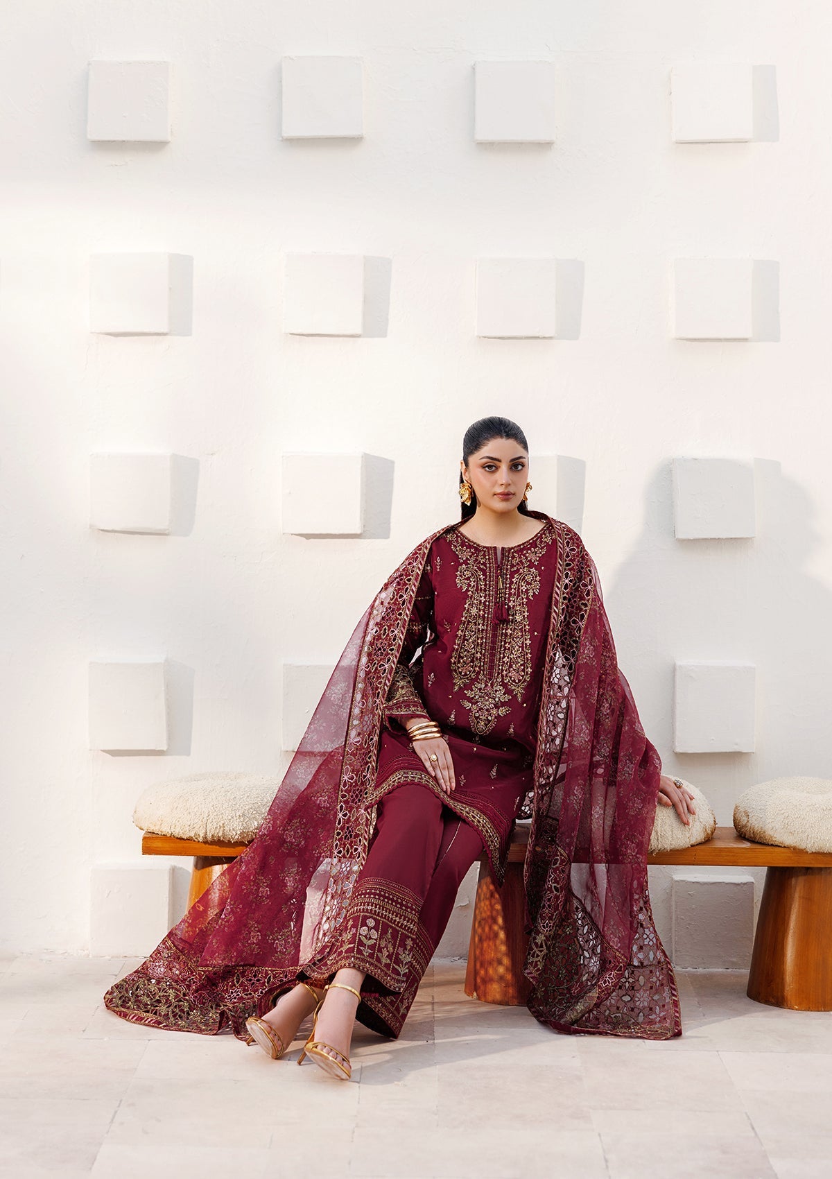LUXURY Embroidered organza BT006824-MRN