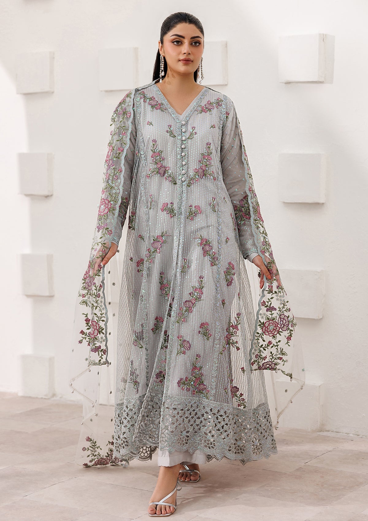LUXURY Embroidered NET BT006823-GRY