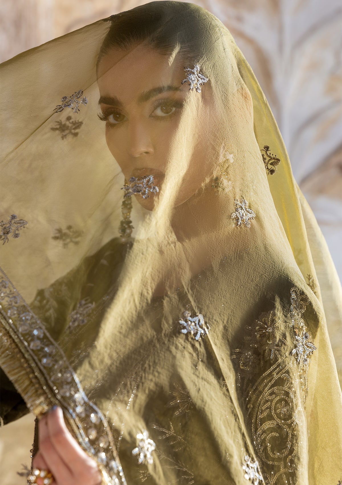 Embroidered Raw Silk BT6687-OLV