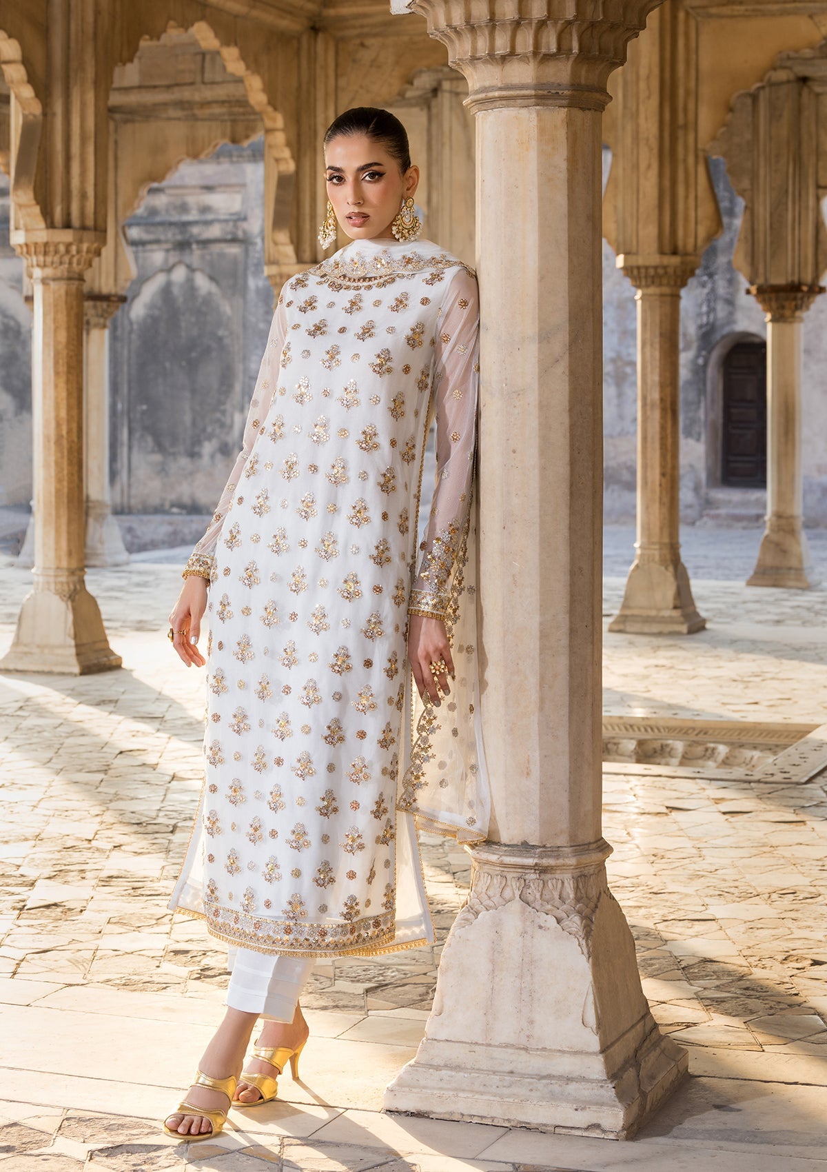 EMBROIDERED NET BT6623-6547-WHT