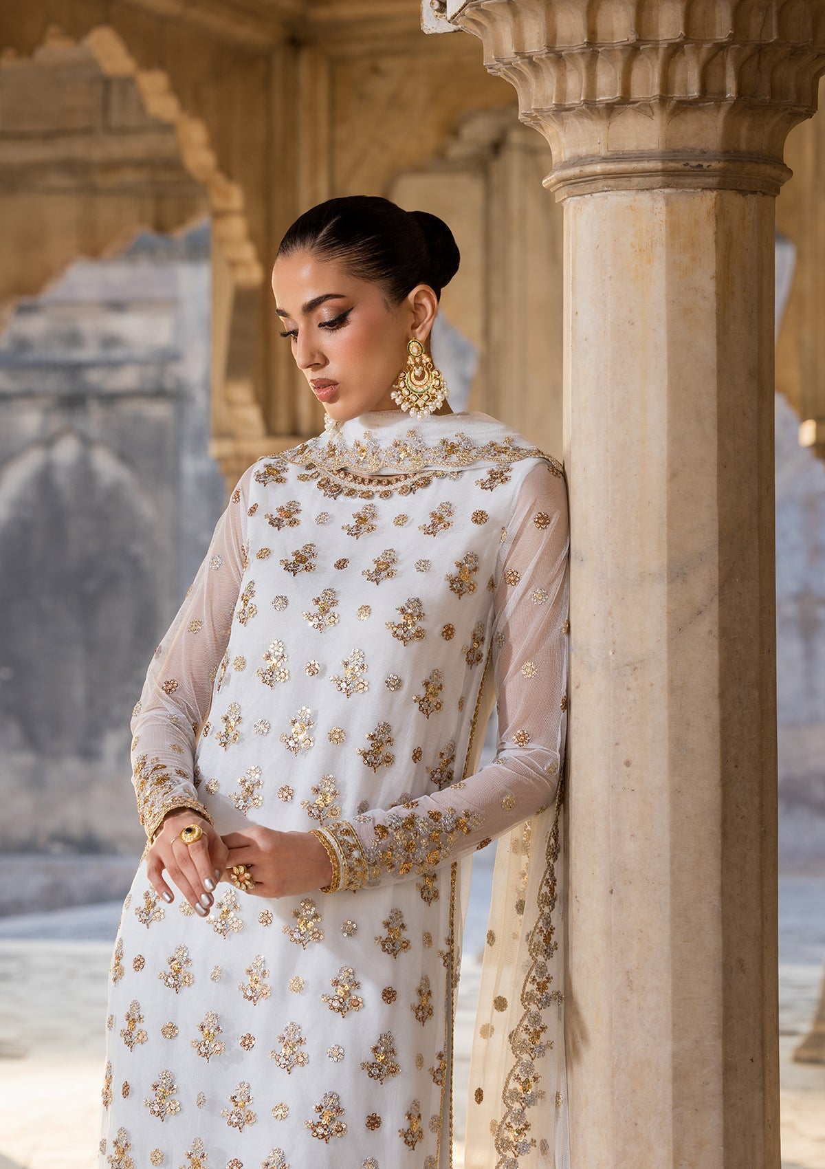 EMBROIDERED NET BT6623-6547-WHT