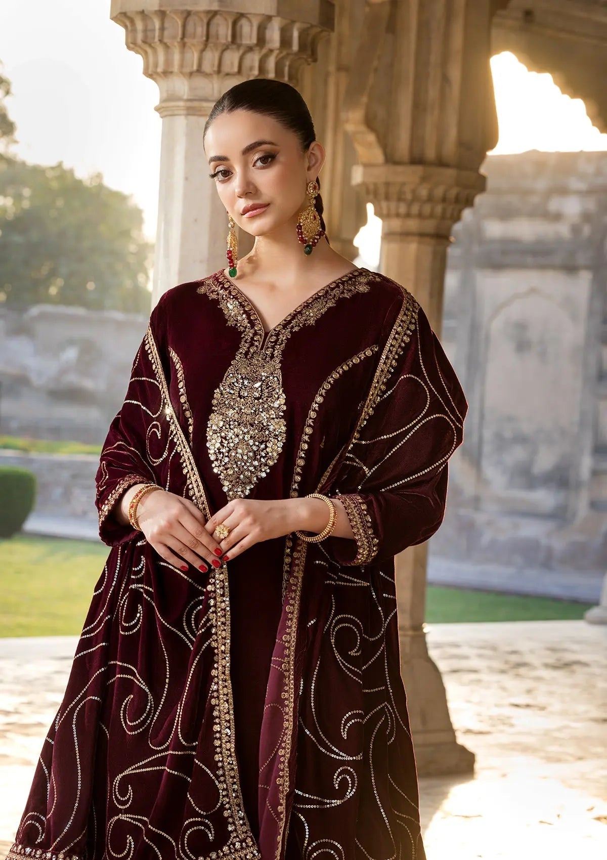 Embroidered Velvet BT6529-RED Bin Tayyab