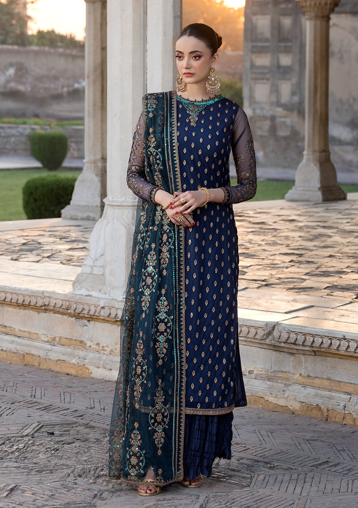 EMBROIDERED NET BT-6608-BTB-6547-BLU
