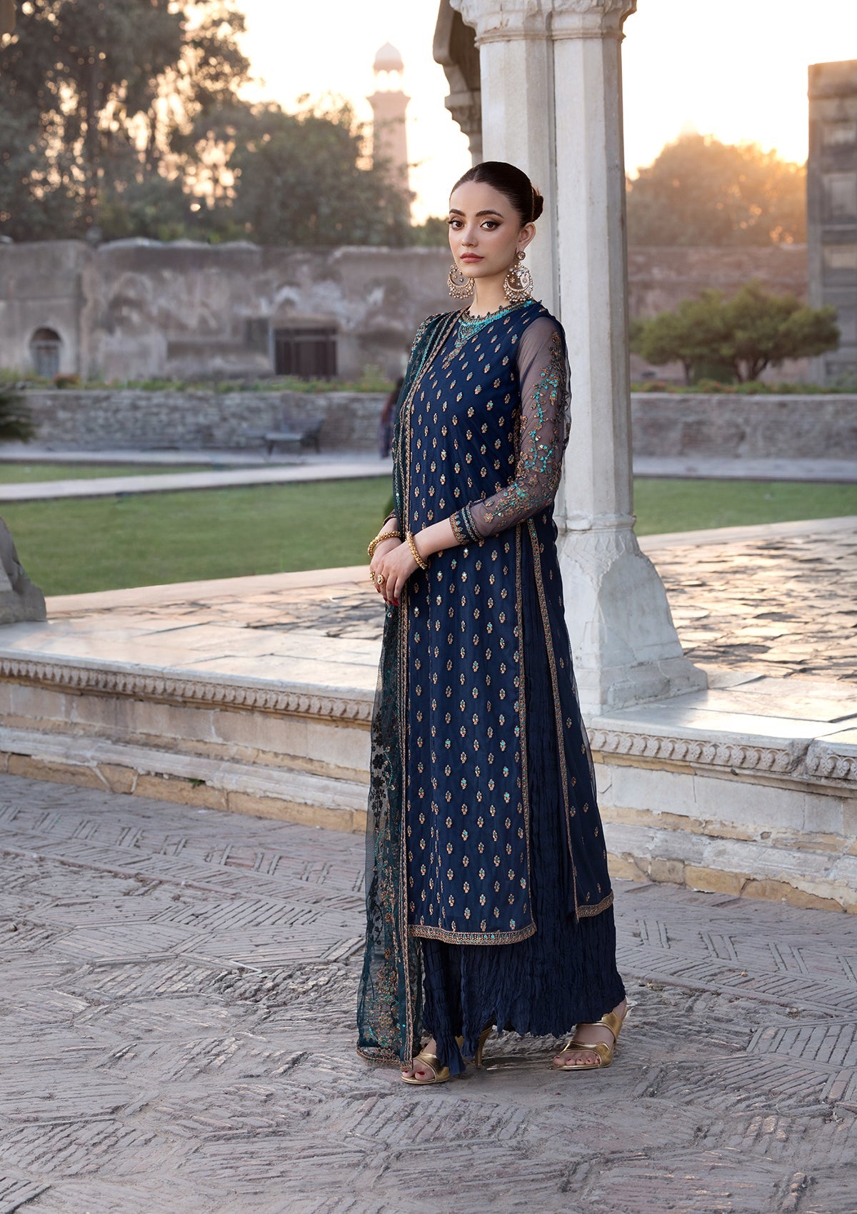 EMBROIDERED NET BT-6608-BTB-6547-BLU