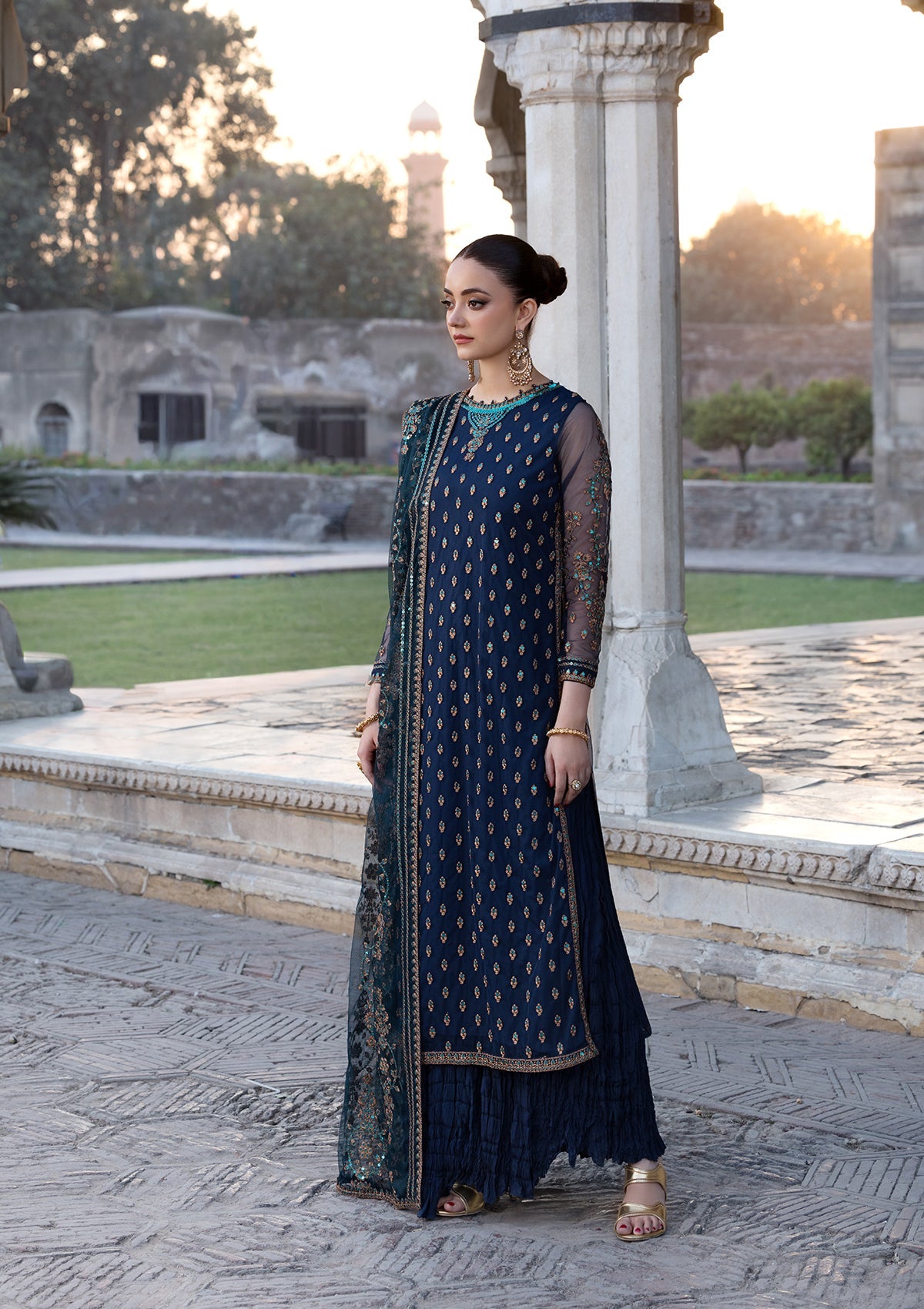 EMBROIDERED NET BT-6608-BTB-6547-BLU