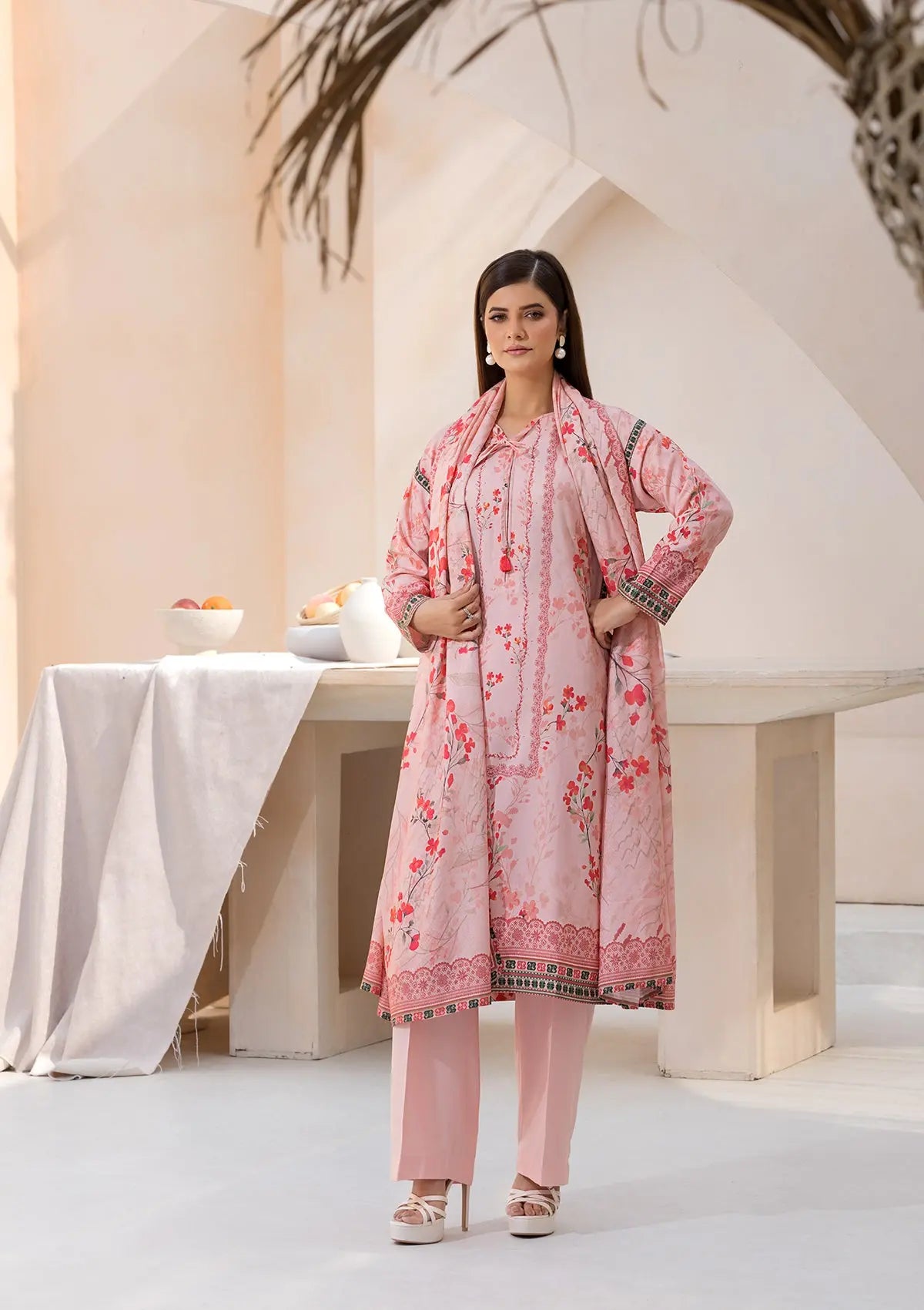 Printed Linen BT6545-PNK Bin Tayyab