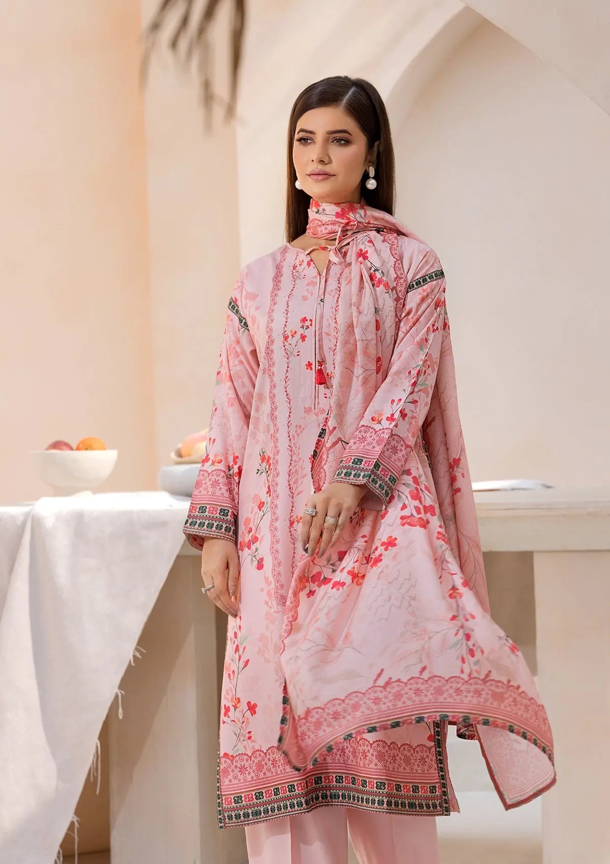 Printed Linen BT6545-PNK Bin Tayyab