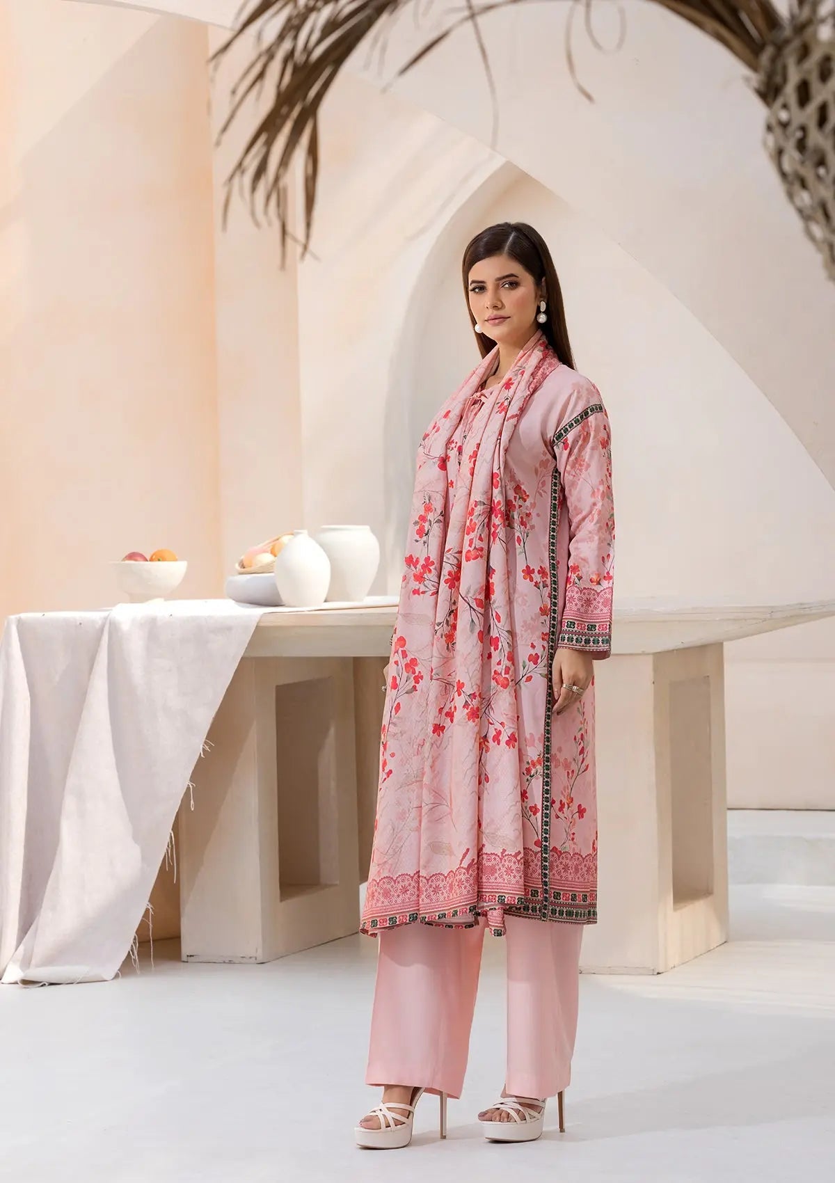 Printed Linen BT6545-PNK Bin Tayyab