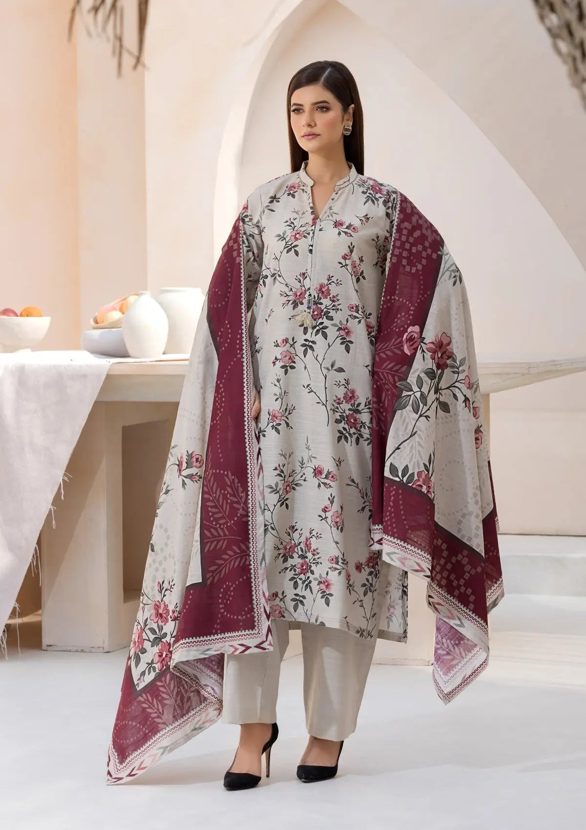 PRINTED KHADDAR BT6526-SKN-47 Bin Tayyab