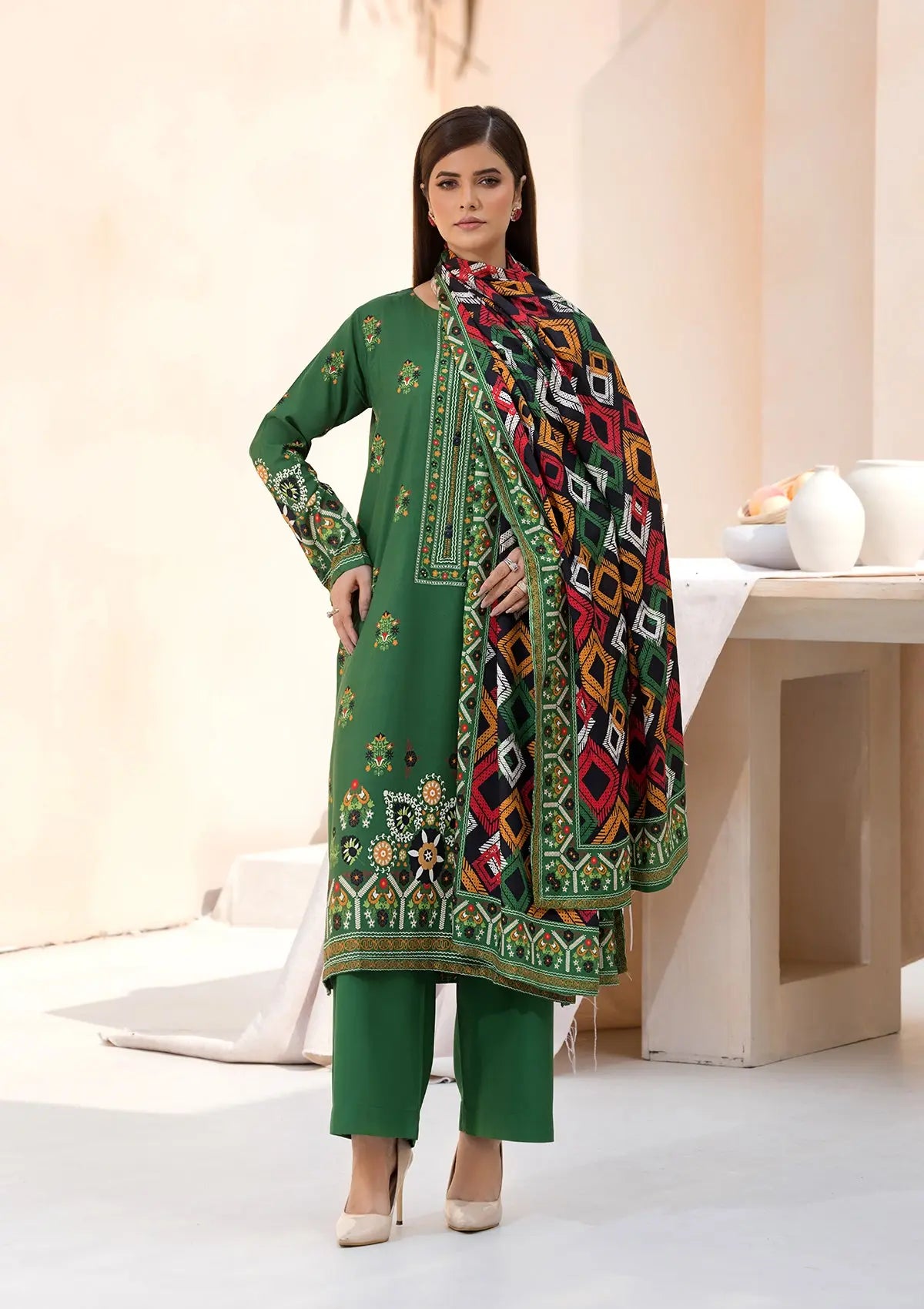Printed Linen BT6545-GRN Bin Tayyab