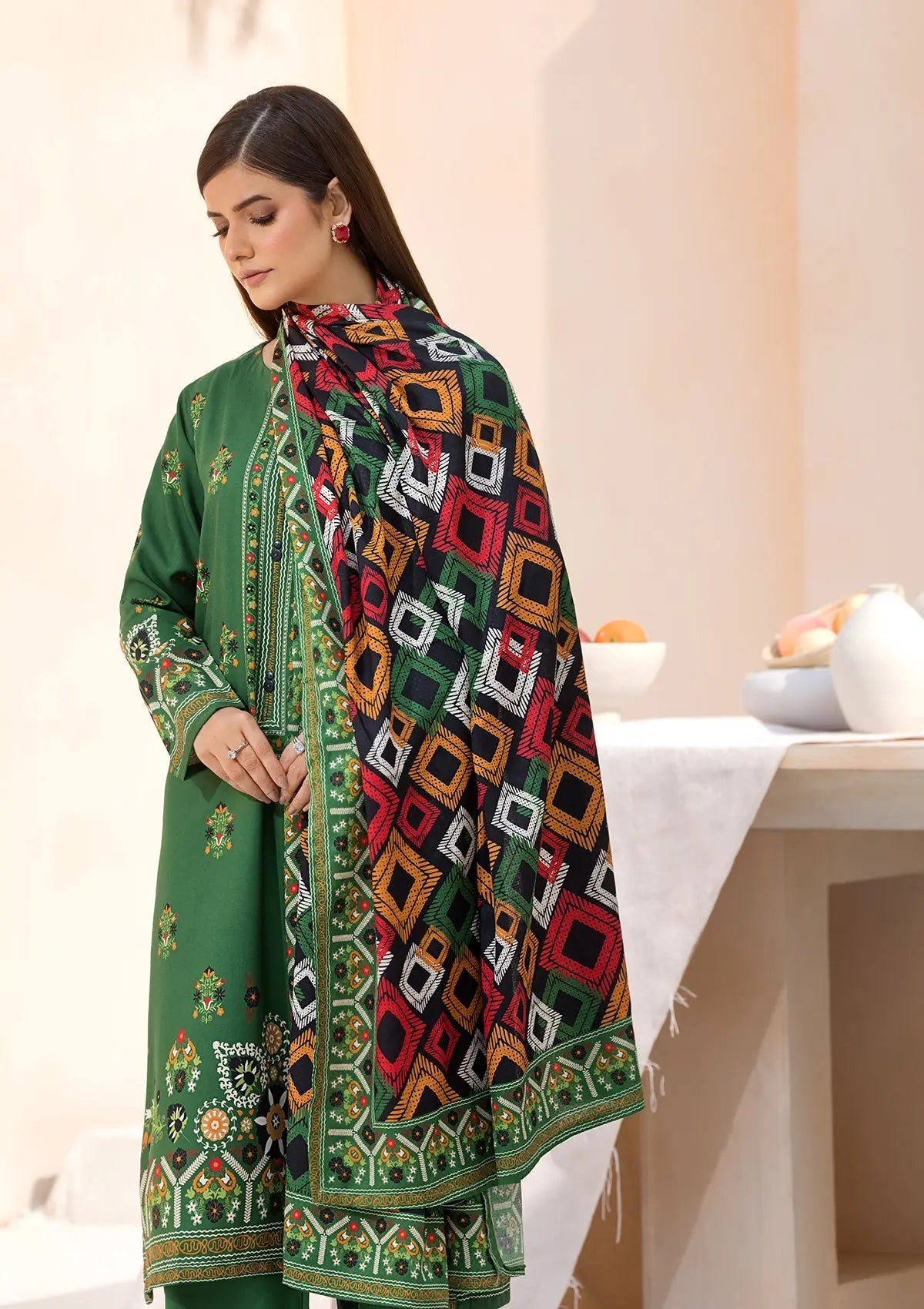 Printed Linen BT6545-GRN Bin Tayyab