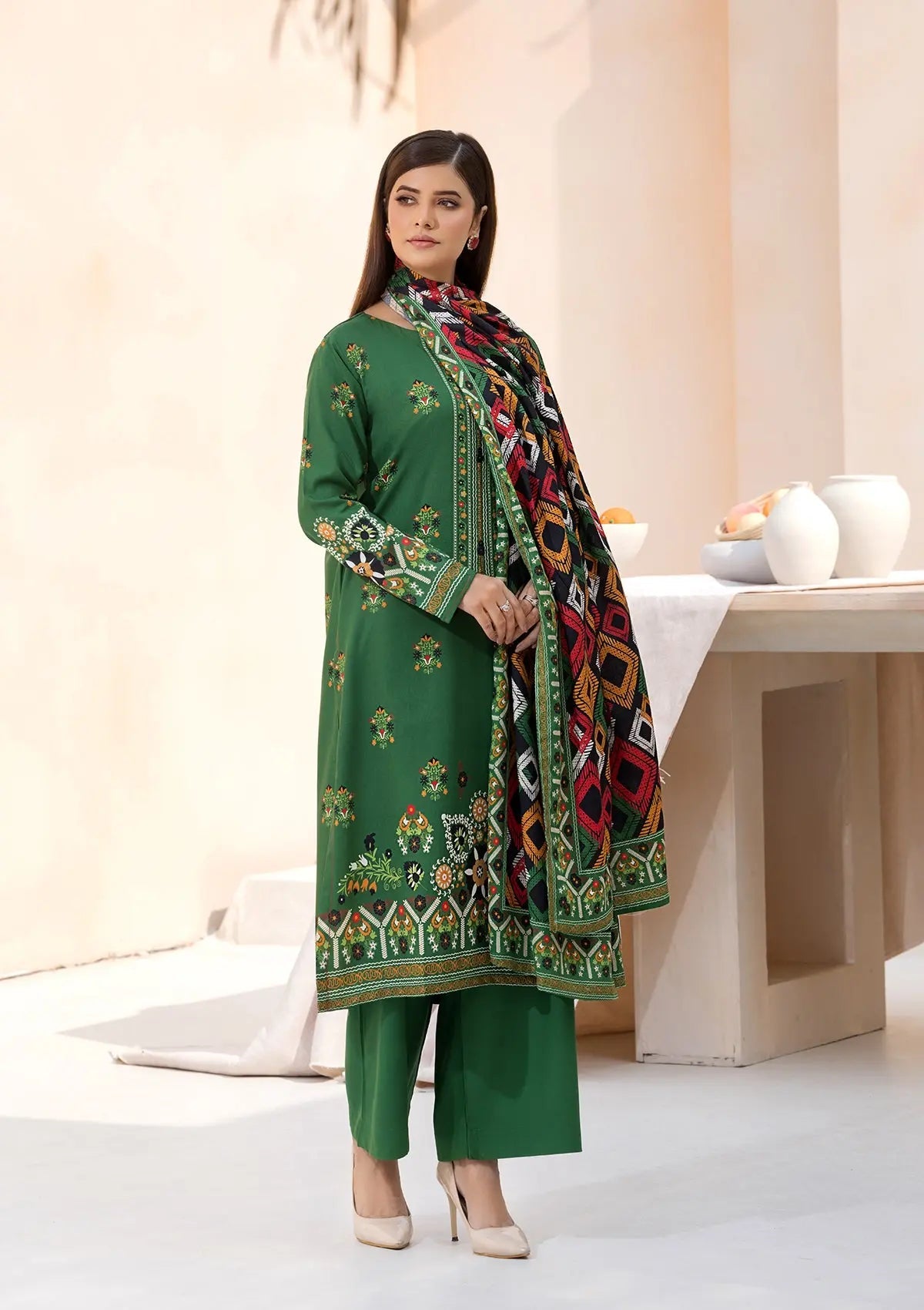 Printed Linen BT6545-GRN Bin Tayyab