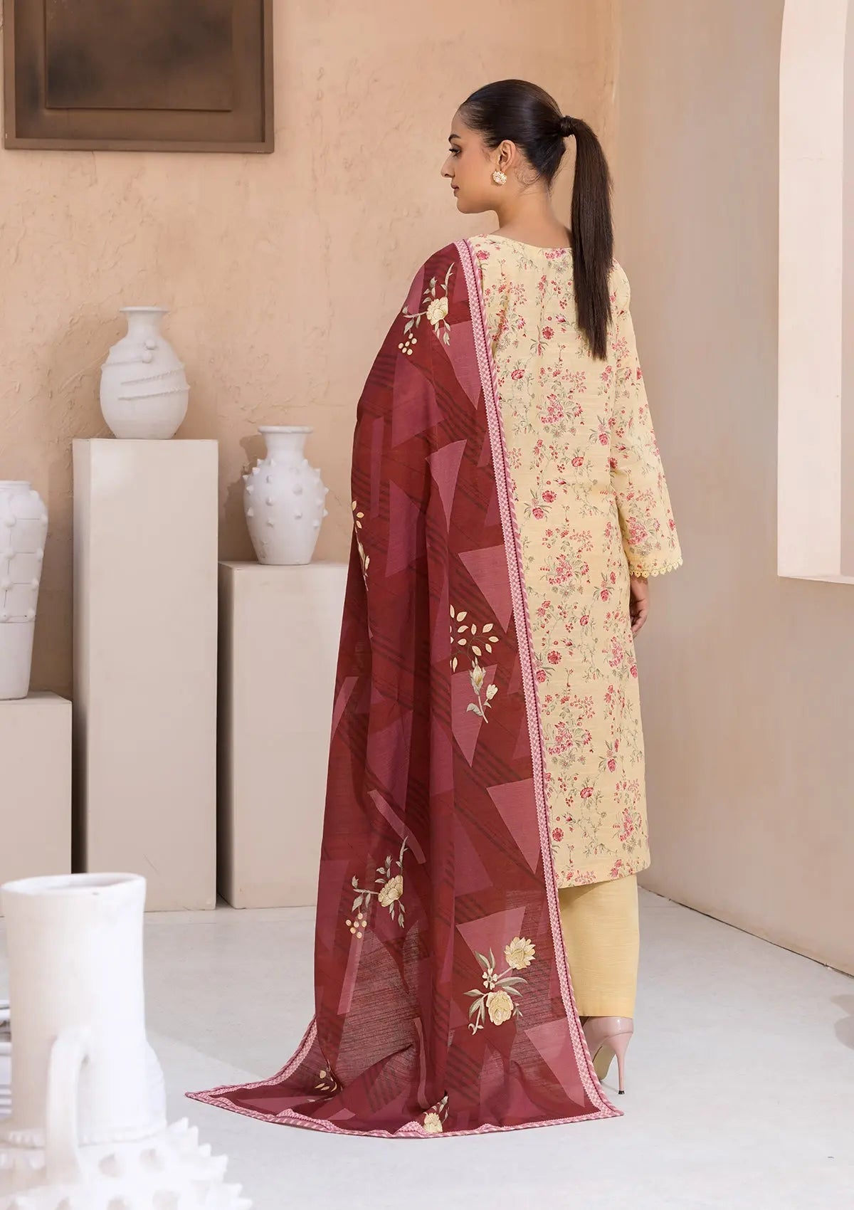 PRINTED KHADDAR BT6526-YLO Bin Tayyab